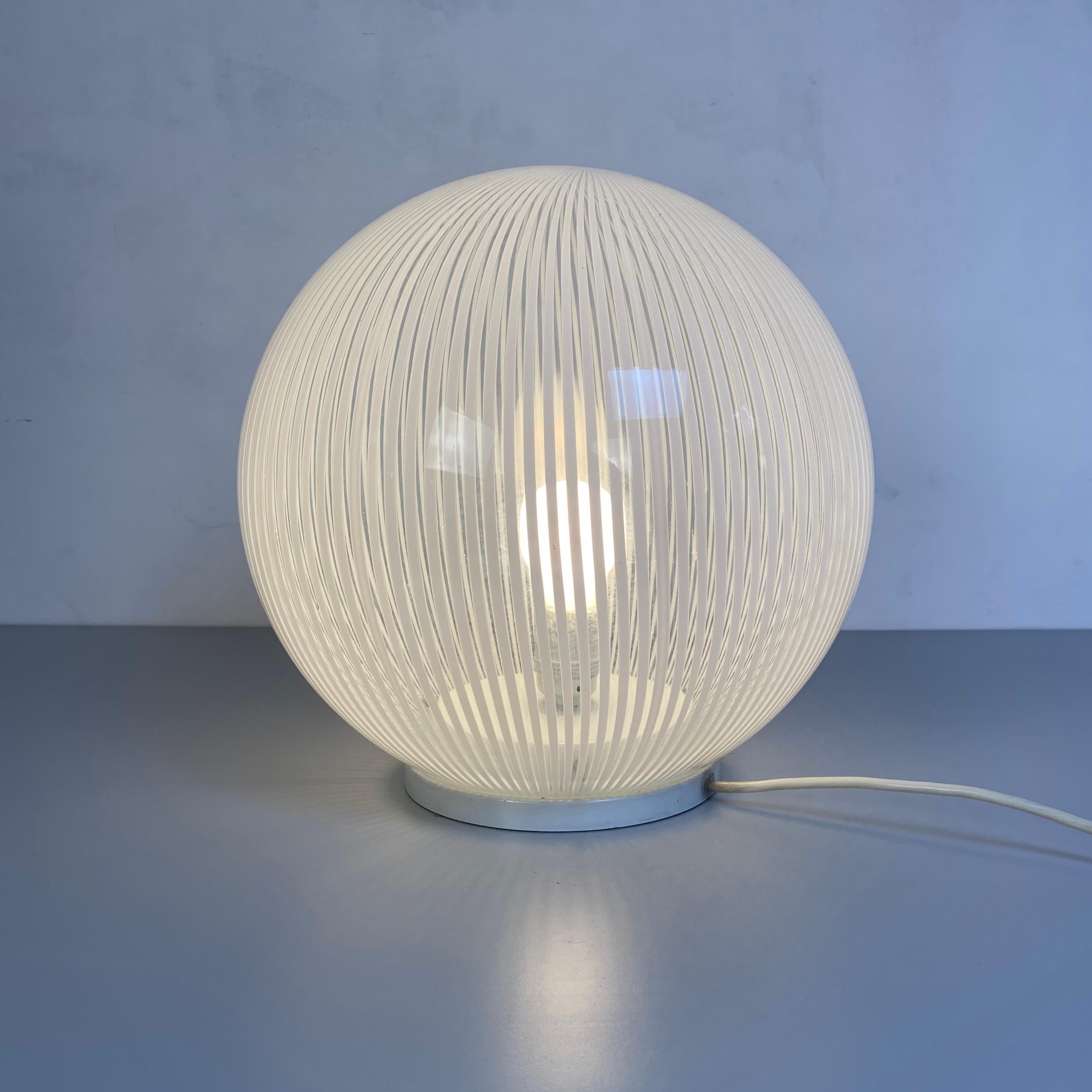 Metal Sphere Table Lamp by L. Diaz De Santillana for Venini, Tessuti Series, 1970s For Sale