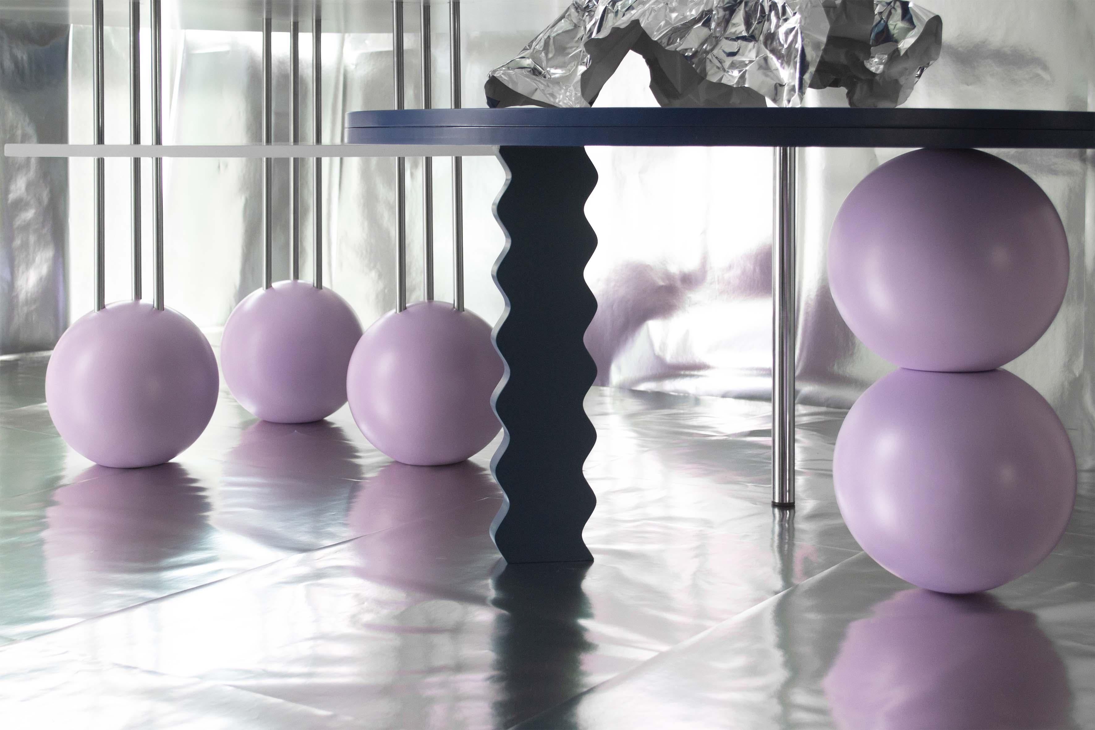 Stainless Steel Sphere & Wave Side Table by Studio Christinekalia For Sale
