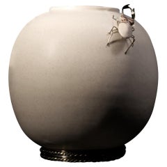 Sphere with Beetle Piece by Estudio Guerrero, Glazed Ceramic and White Metal Sphere with Beetle Piece by Estudio Guerrero, Glazed Ceramic and White Metal
