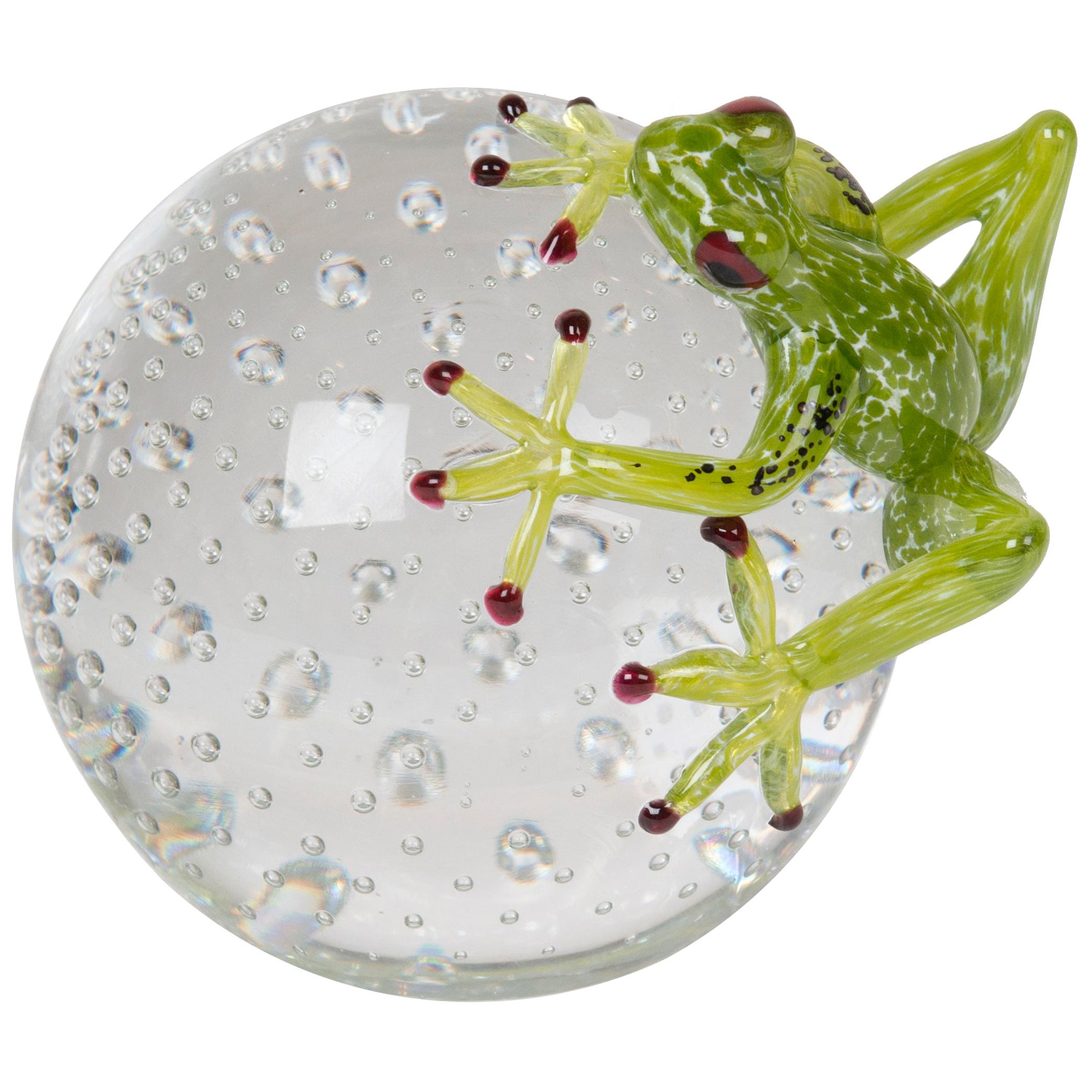 Sphere with Frog Color Green Apple, in Glass, Italy For Sale