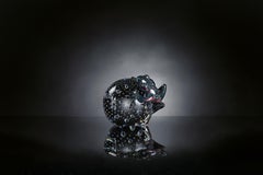Sphere with Frog Color Petroleum Blue, in Glass, Italy