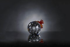 Sphere with Frog Color Red, in Glass, Italy