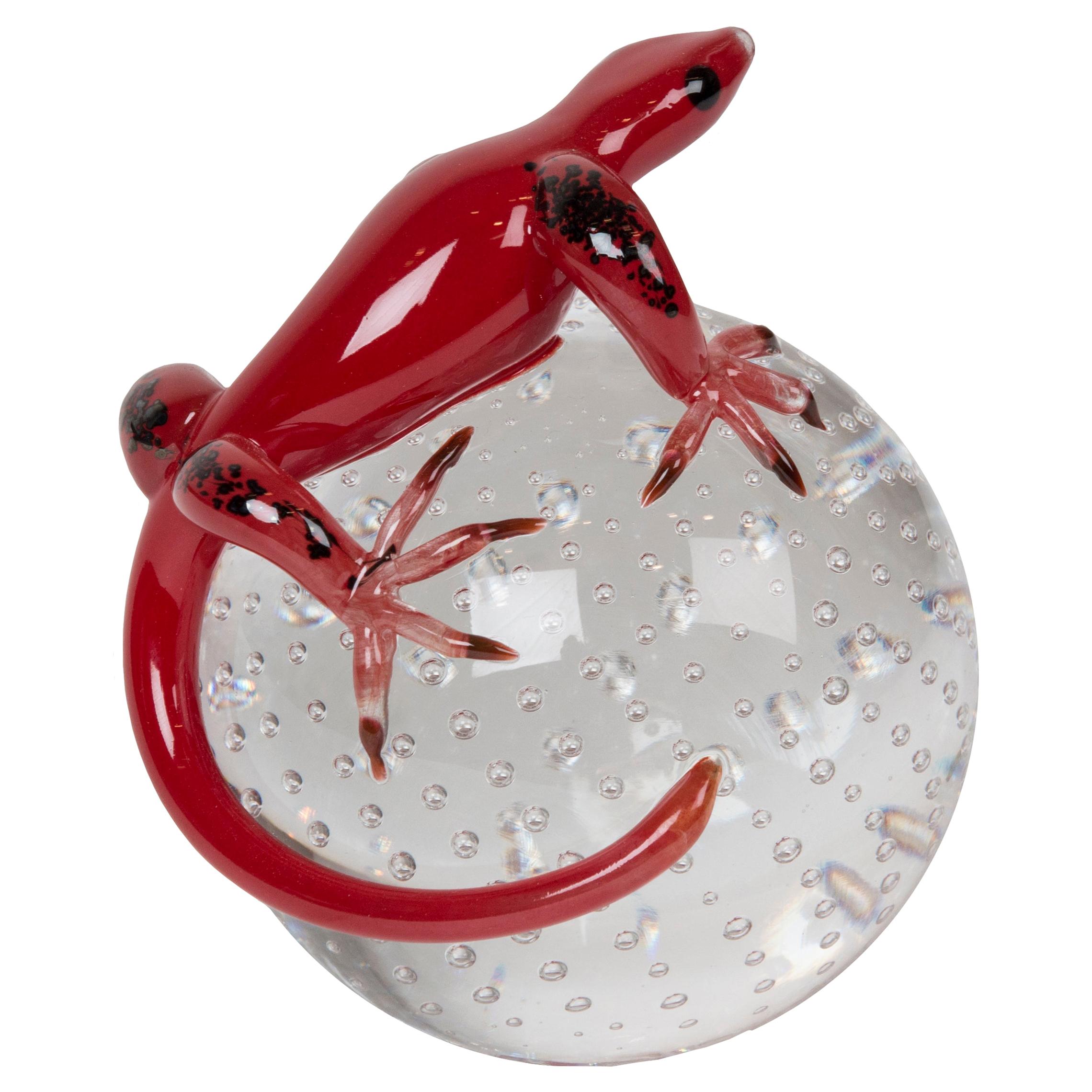 Sphere with Geko Color Red, in Glass, Italy For Sale