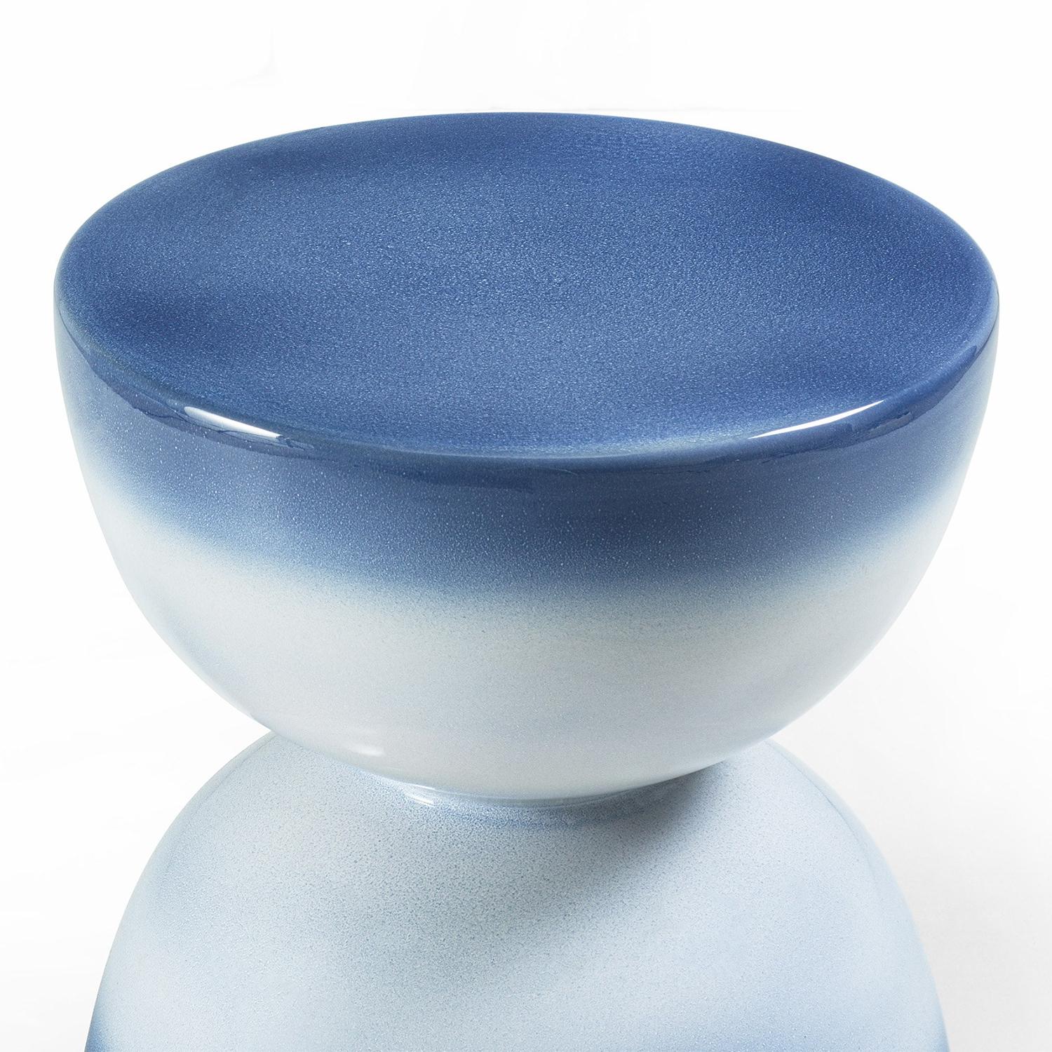 Stool Spheres Shaded Blue all in 
enameled ceramic in blue finish.