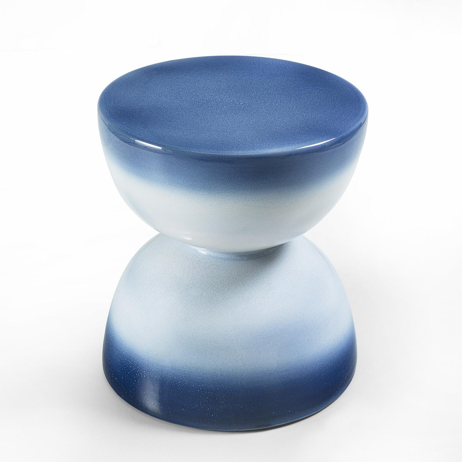 Ceramic Spheres Shaded Blue Stool For Sale