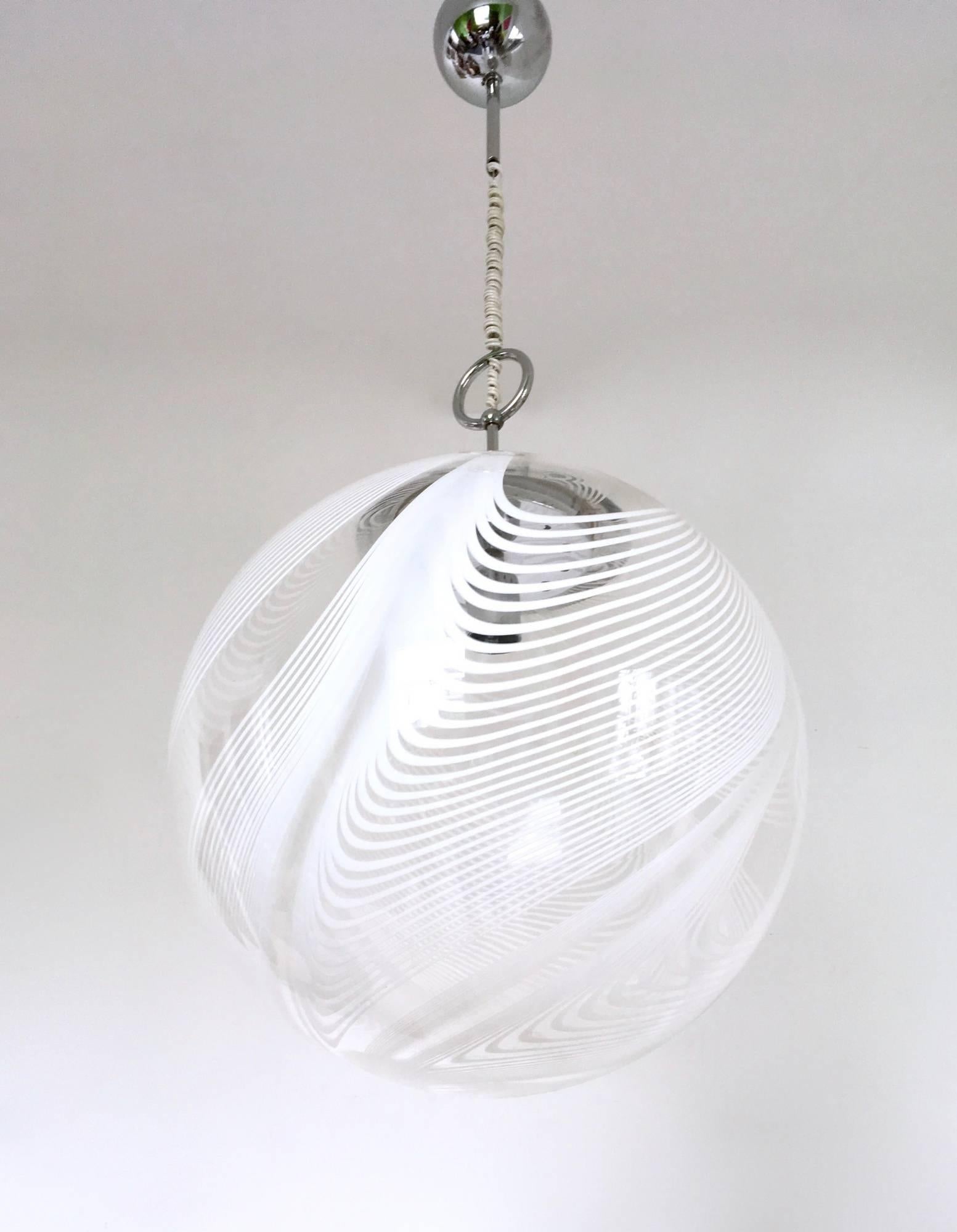 Italian Spheric Murano Glass Pendant Lamp by Lino Tagliapietra for La Murrina, 1970s