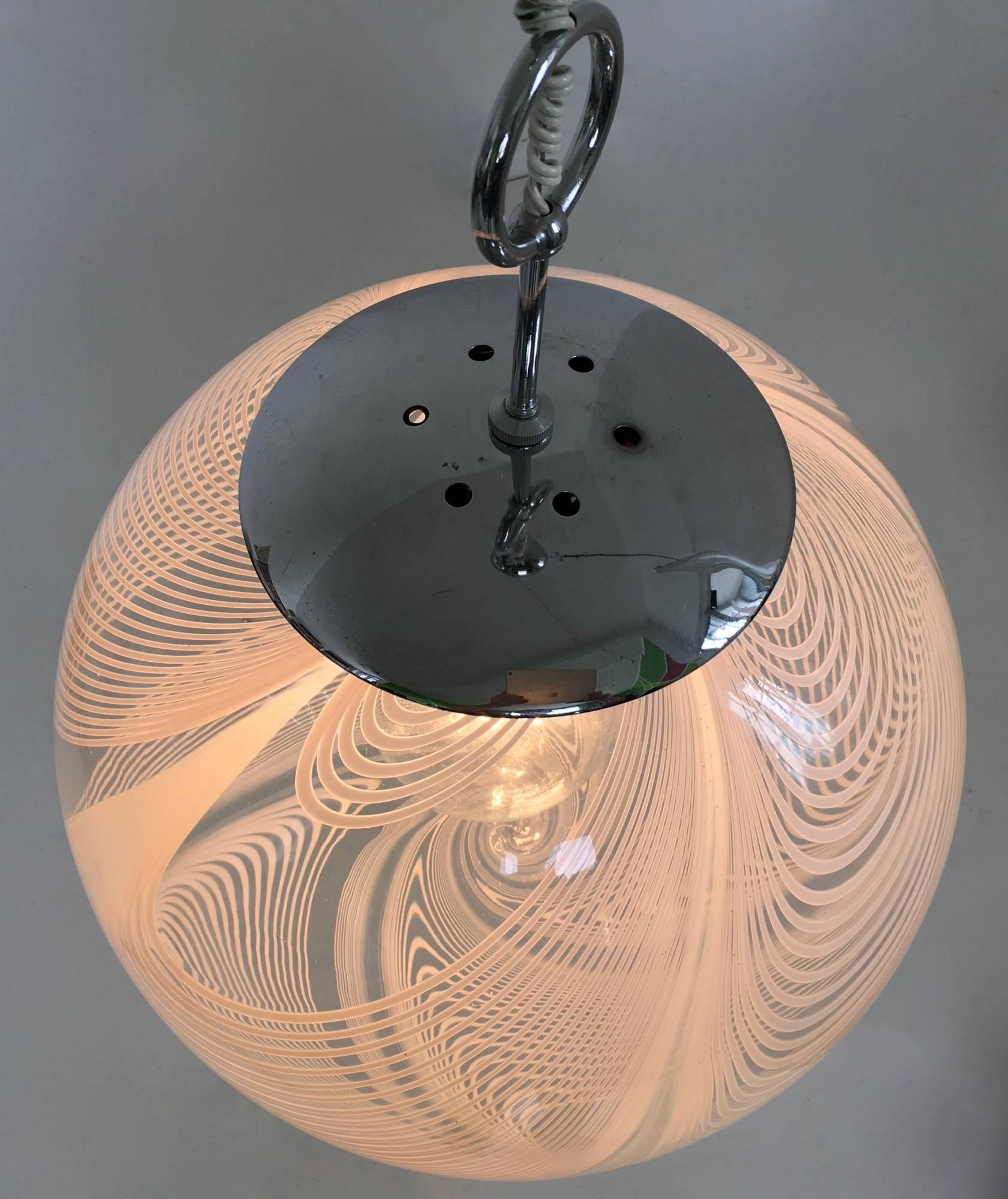 Late 20th Century Spheric Murano Glass Pendant Lamp by Lino Tagliapietra for La Murrina, 1970s