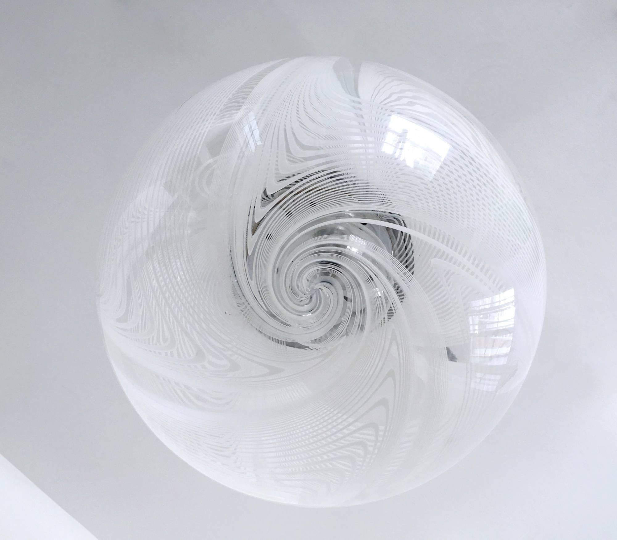 Metal Spheric Murano Glass Pendant Lamp by Lino Tagliapietra for La Murrina, 1970s