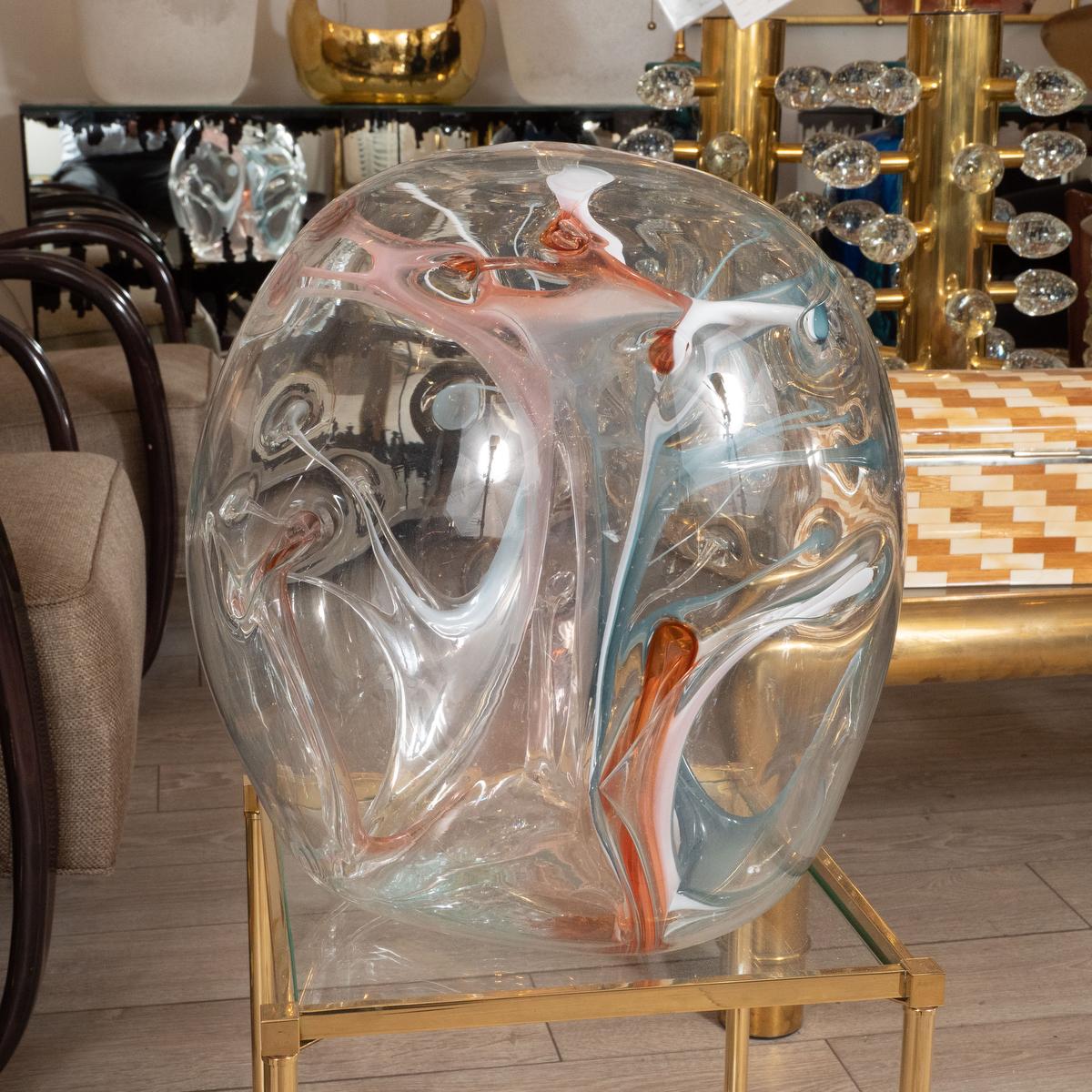 Organic Modern Spherical Art Glass Sculpture