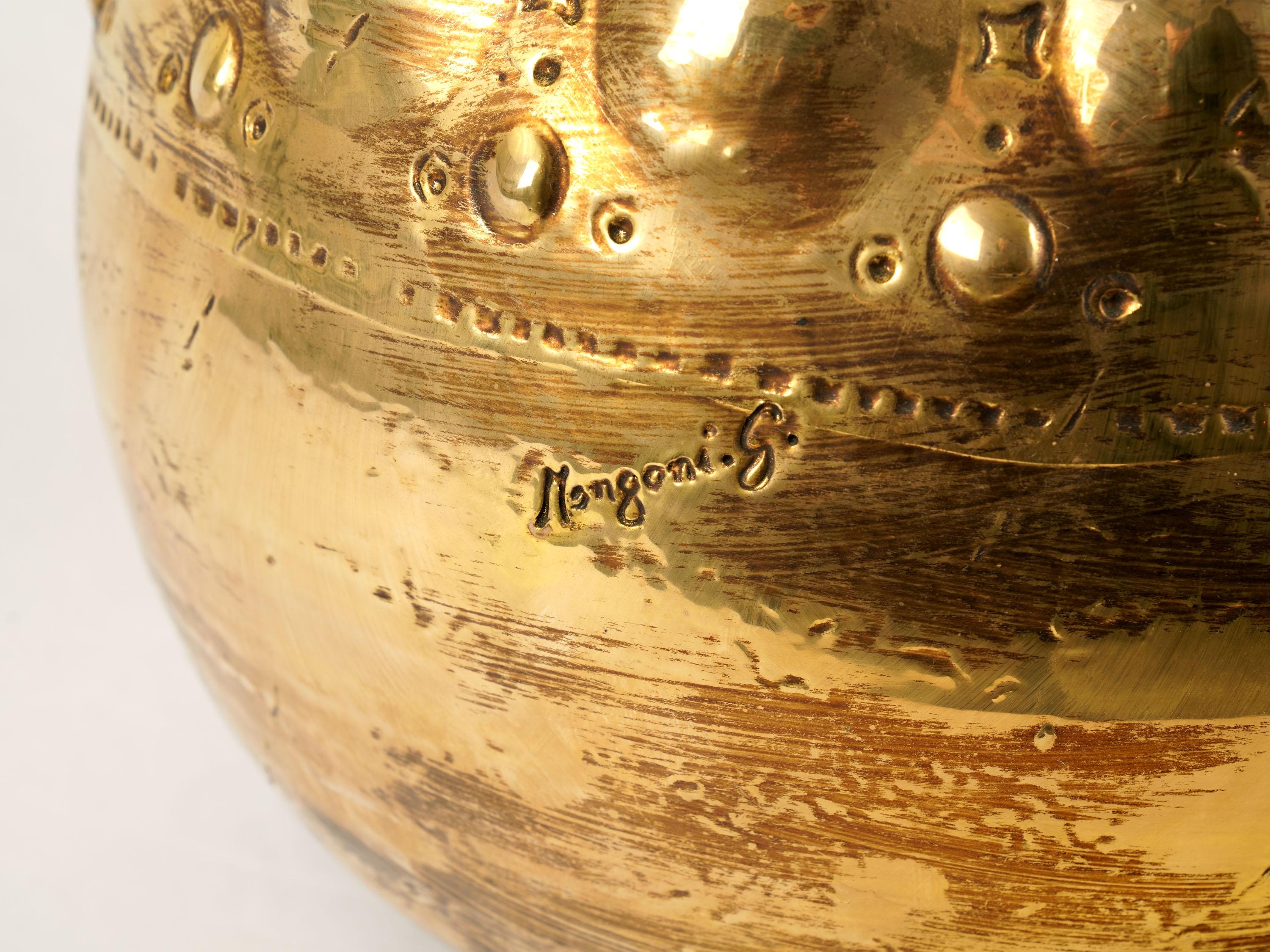 Modern Spherical Ball Shape Ceramic Vase Vessel Sculpture Decorated 24kt Gold Luster  For Sale