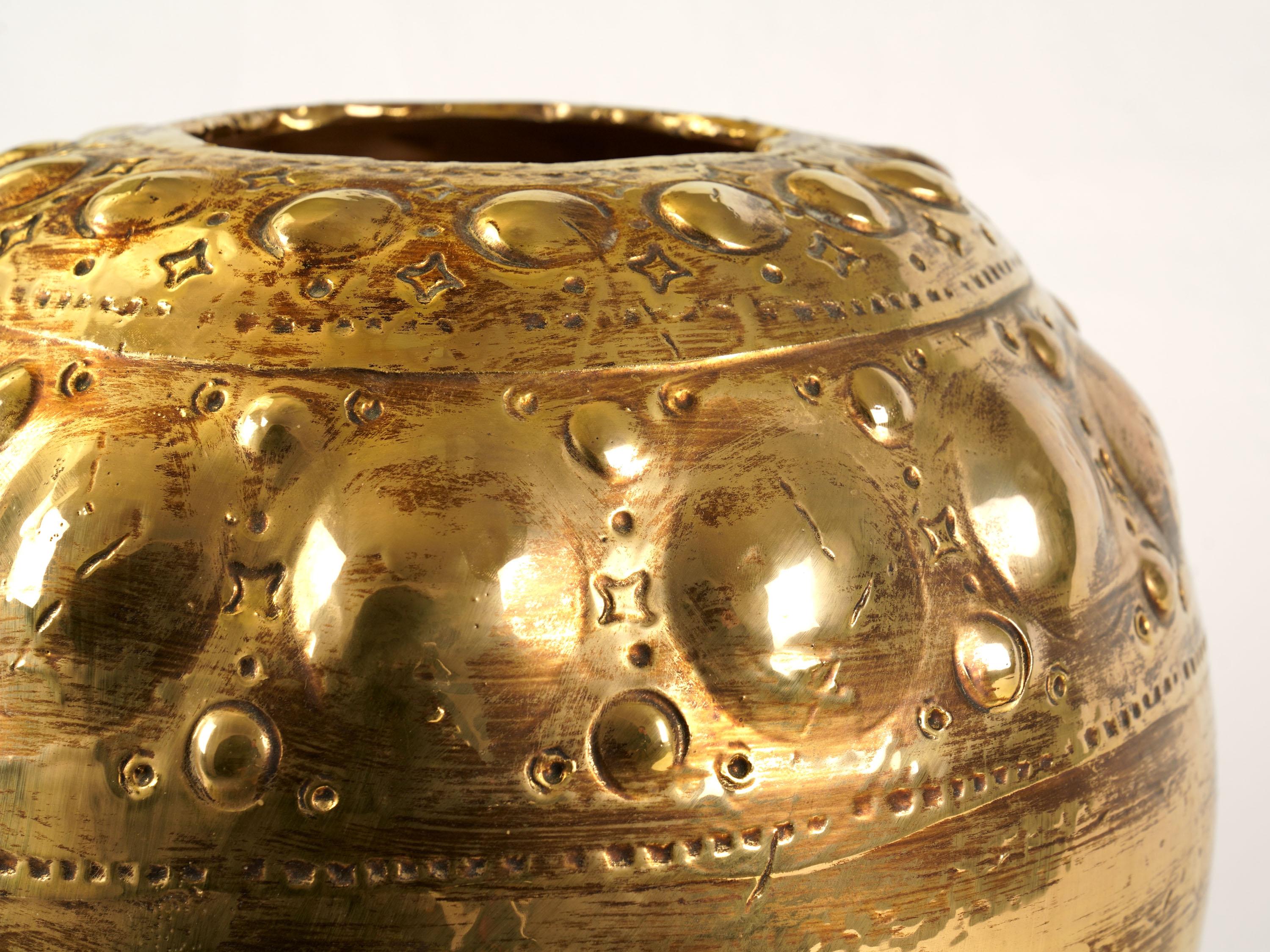 Contemporary Spherical Ball Shape Ceramic Vase Vessel Sculpture Decorated 24kt Gold Luster  For Sale