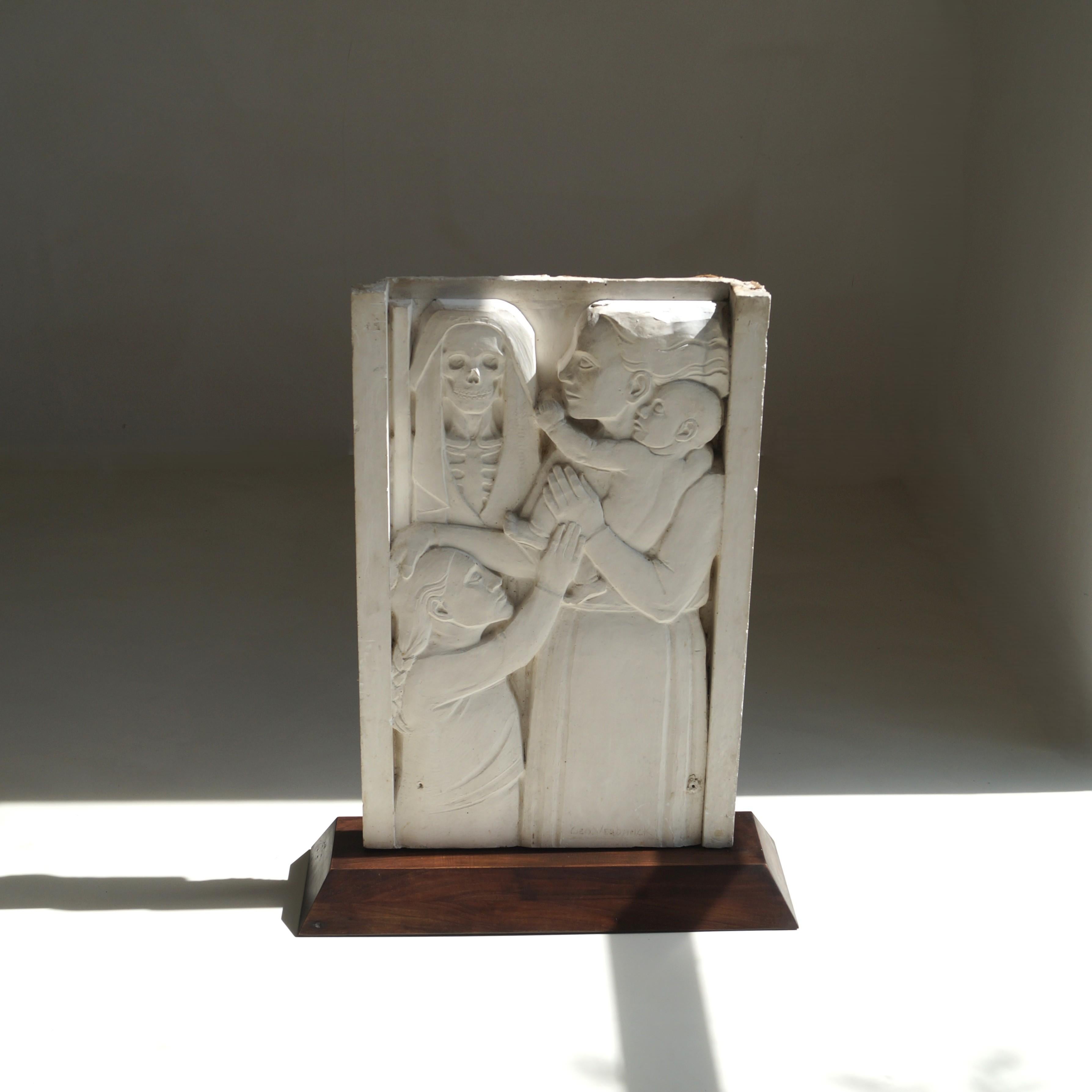 Kugelförmiges Basrelief aus Gips von Geo Verbanck, Belgien, 1920er Jahre im Angebot 3