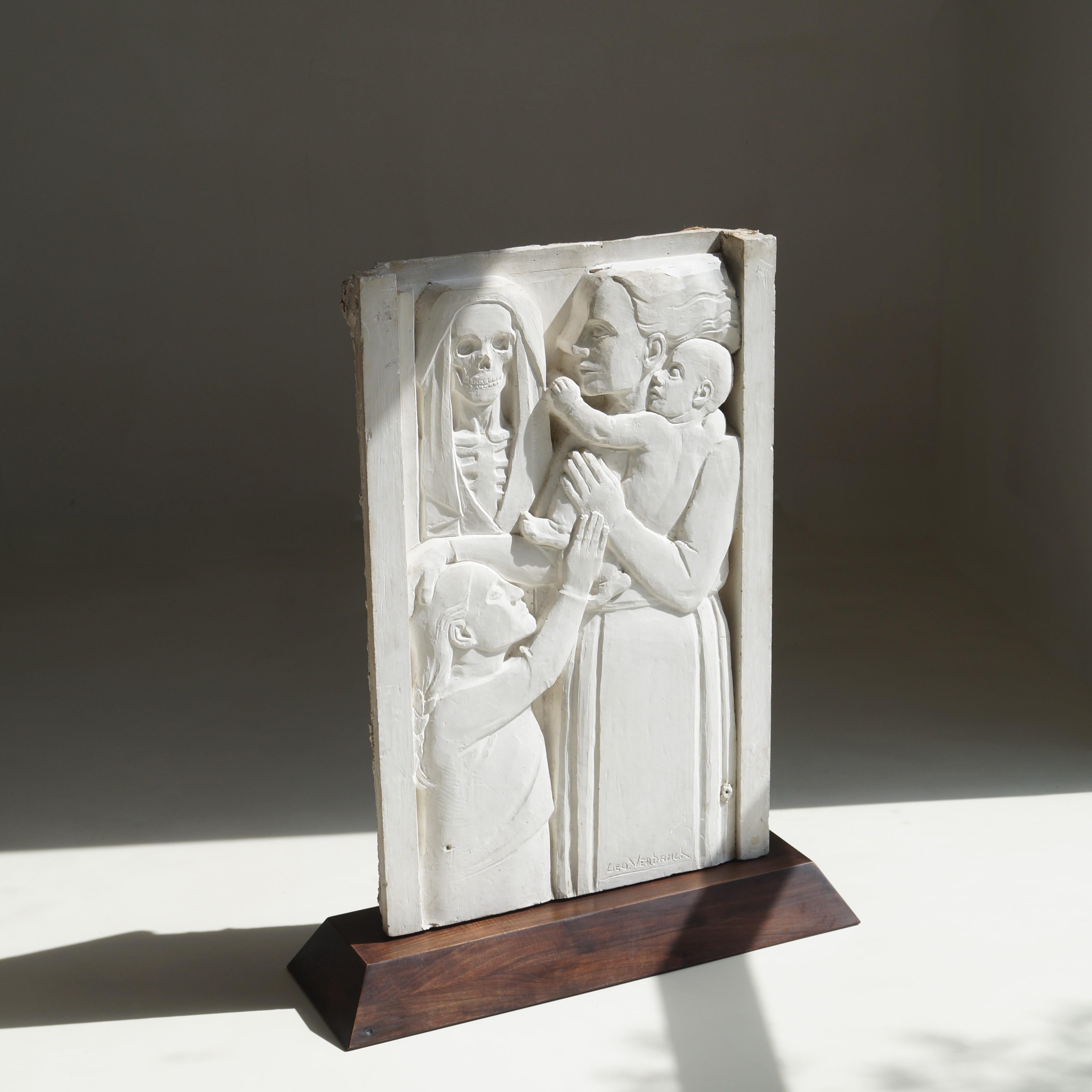 Kugelförmiges Basrelief aus Gips von Geo Verbanck, Belgien, 1920er Jahre im Angebot 5