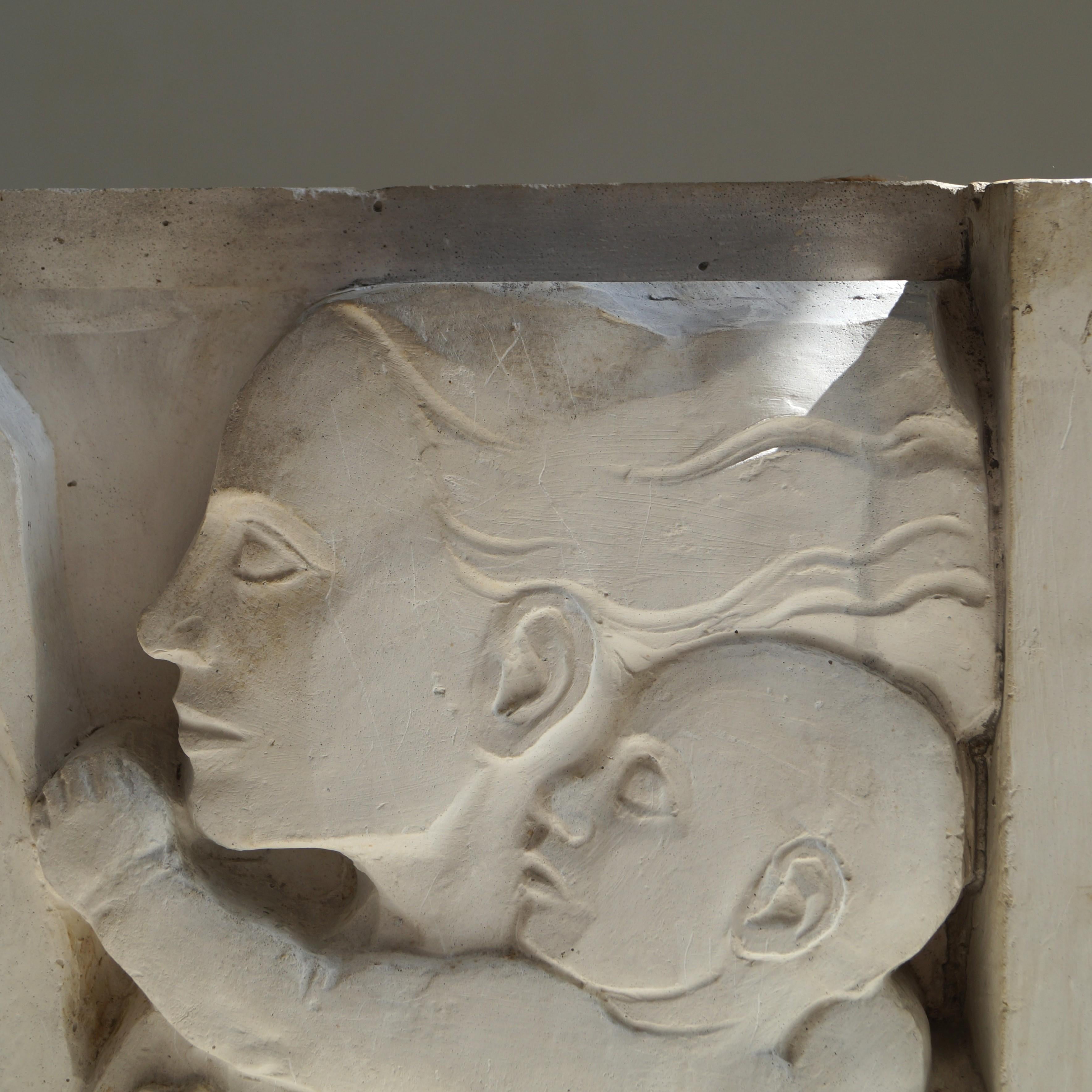 Kugelförmiges Basrelief aus Gips von Geo Verbanck, Belgien, 1920er Jahre im Angebot 11