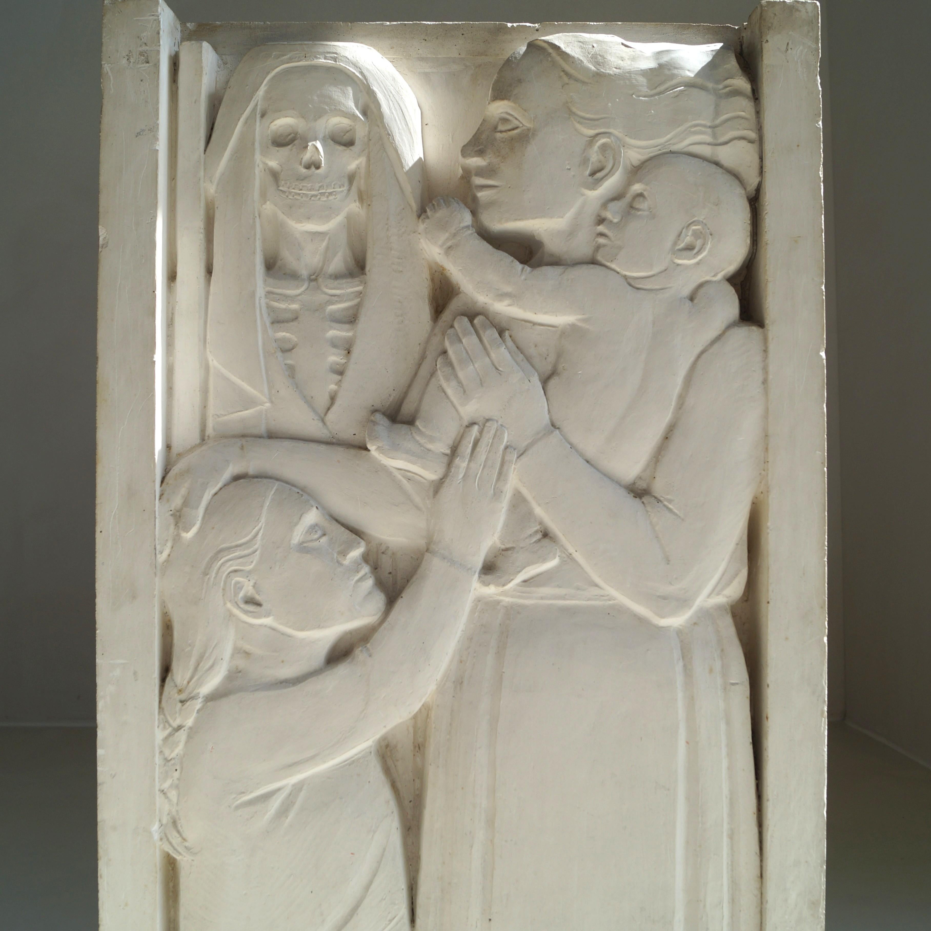 Kugelförmiges Basrelief aus Gips von Geo Verbanck, Belgien, 1920er Jahre (Handgefertigt) im Angebot