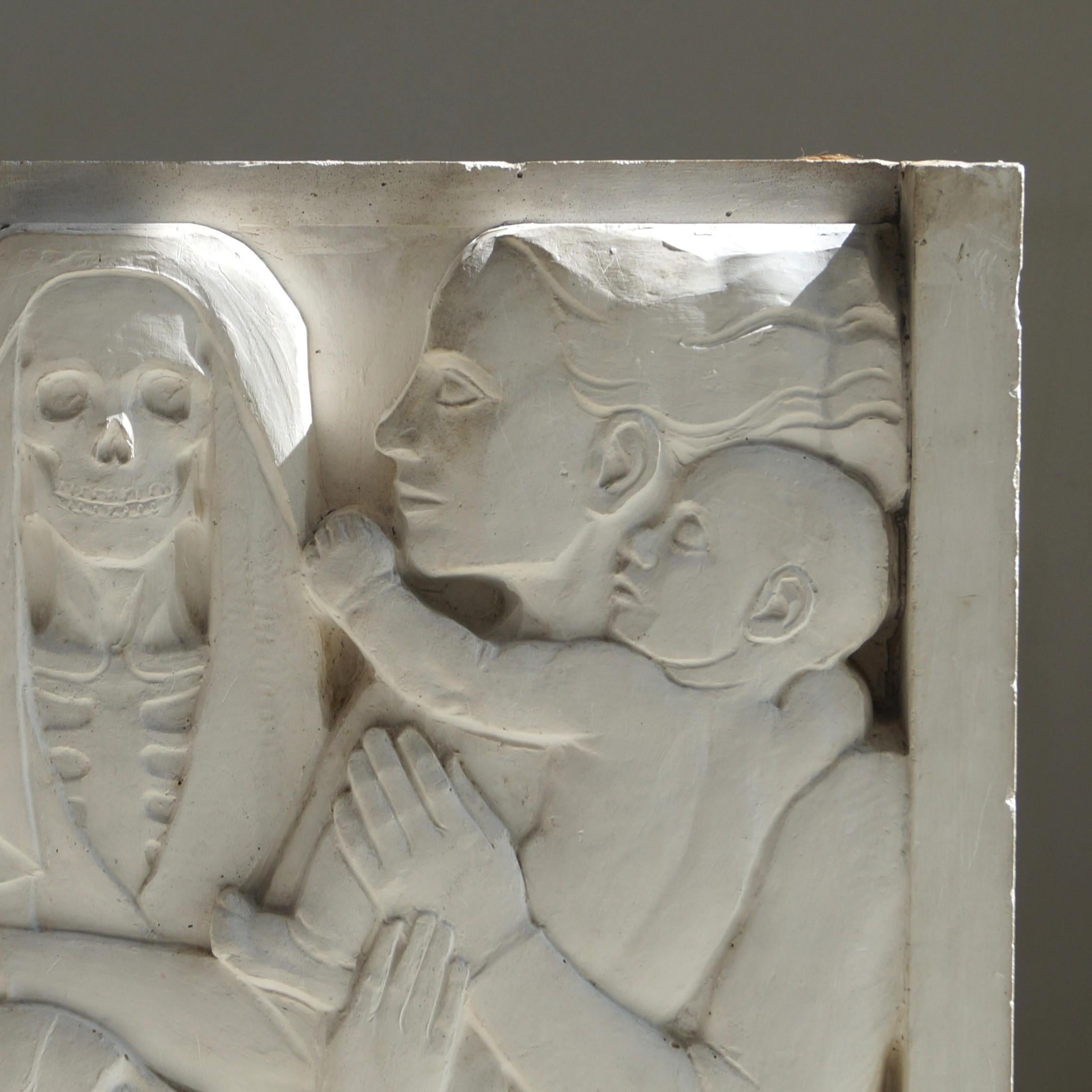 Kugelförmiges Basrelief aus Gips von Geo Verbanck, Belgien, 1920er Jahre (Frühes 20. Jahrhundert) im Angebot