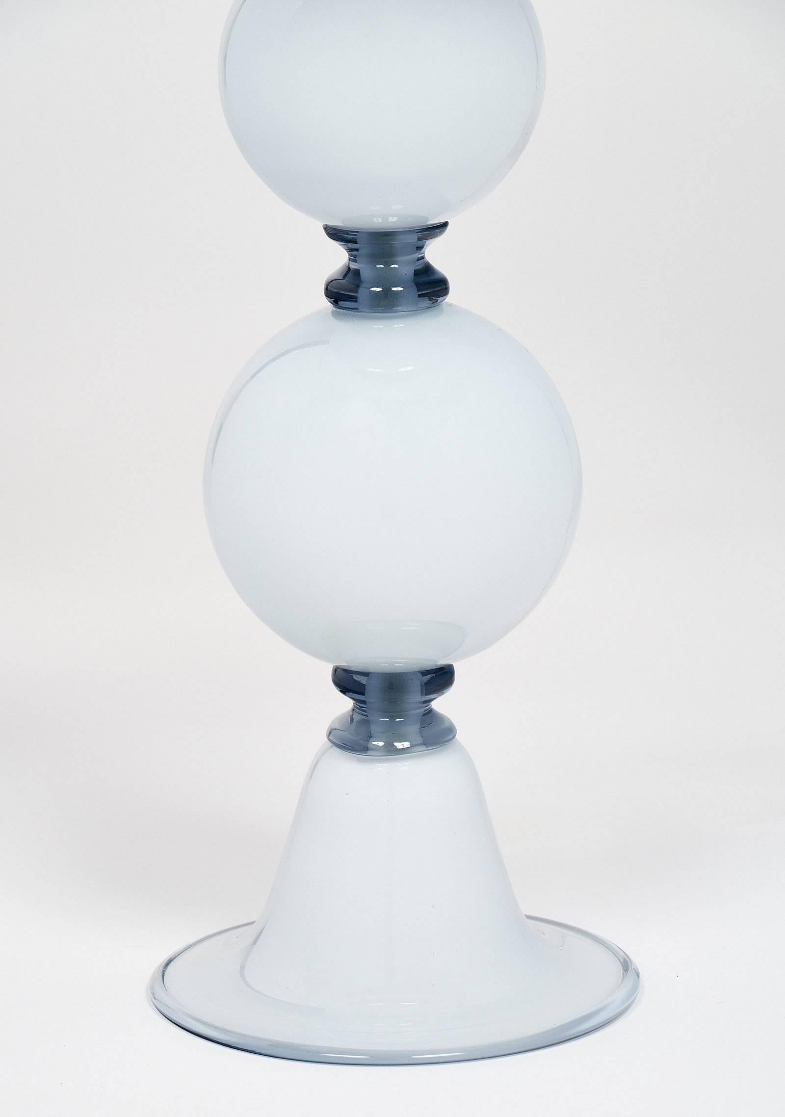 Spherical Blue Murano Glass Table Lamps In Excellent Condition In Austin, TX