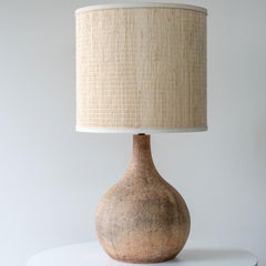 Spherical Brown Ceramic Lamp, Custom Natural Lampshade by R. Houben
