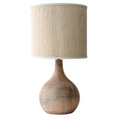 Spherical Brown Ceramic Lamp, Custom Natural Lampshade by R. Houben