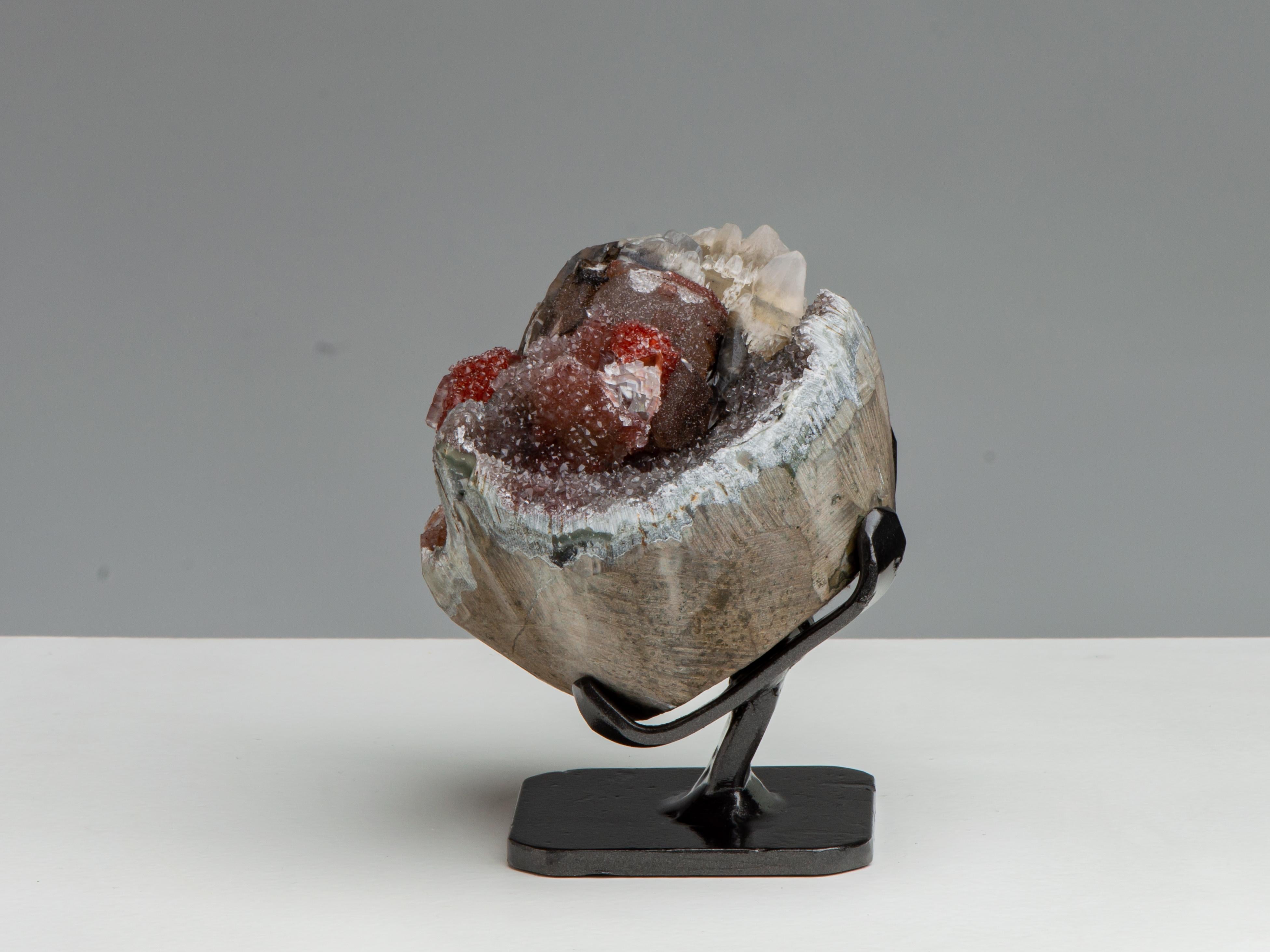 Uruguayan Spherical Geode with Rare Central Red Formation
