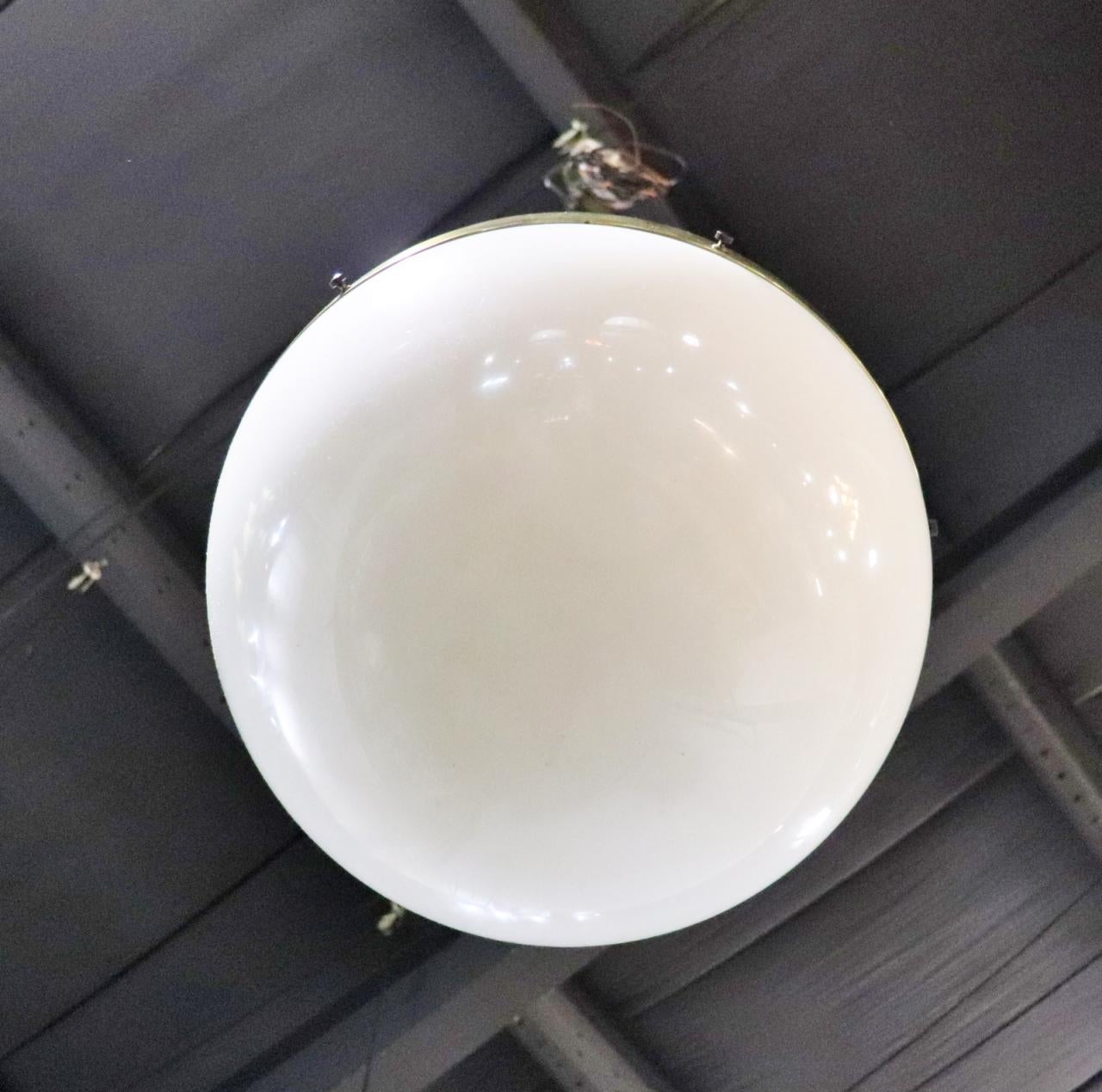 Spherical Glass Brass and Metal Mid Century Modern Chandelier Pendant Lamp For Sale 1