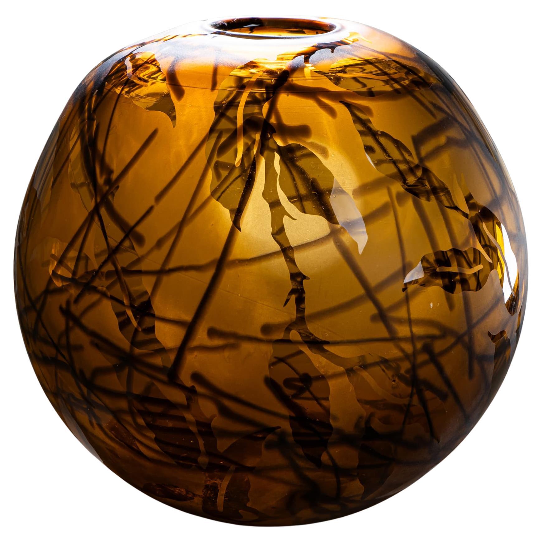 Spherical Glass Vase in the Style of Willem Heesen, Late 20th Century
