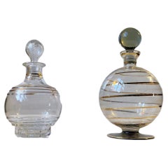 Spherical Italian Decanters in Striped Glass, Set of 2