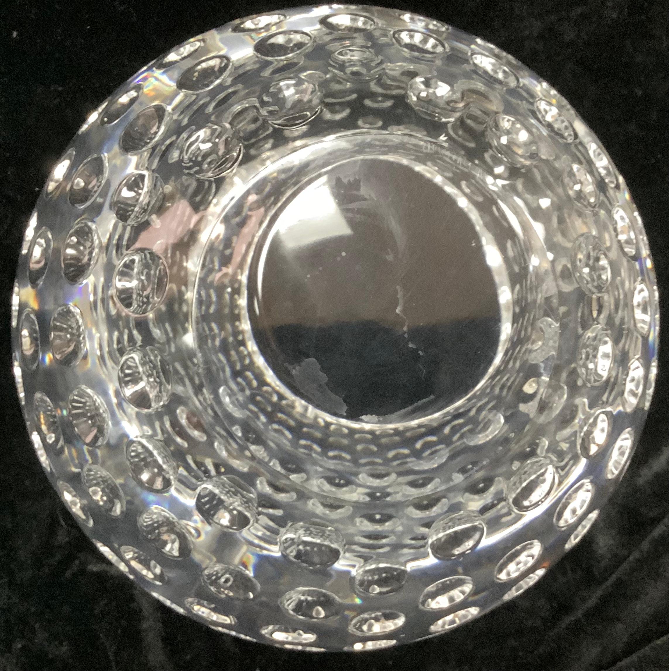 A very unique spherical ice bucket with bubble pattern, circa 1980s. Swivel top open or close mechanism. Excellent condition with no chips, cracks or scratches. Very nice functional design.