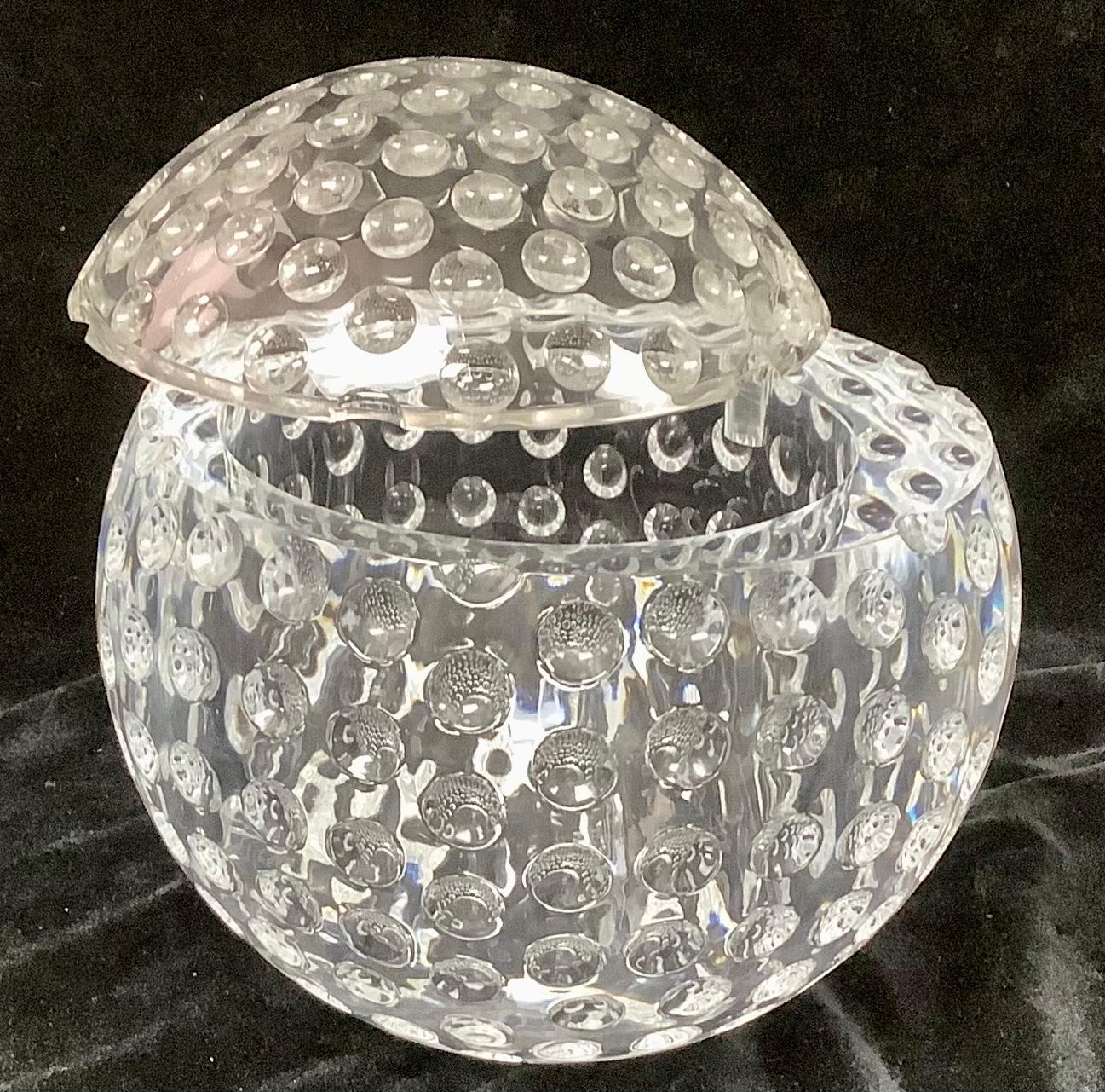 Mid-Century Modern Spherical Lucite Ice Bucket Resembles a Large Golf Ball