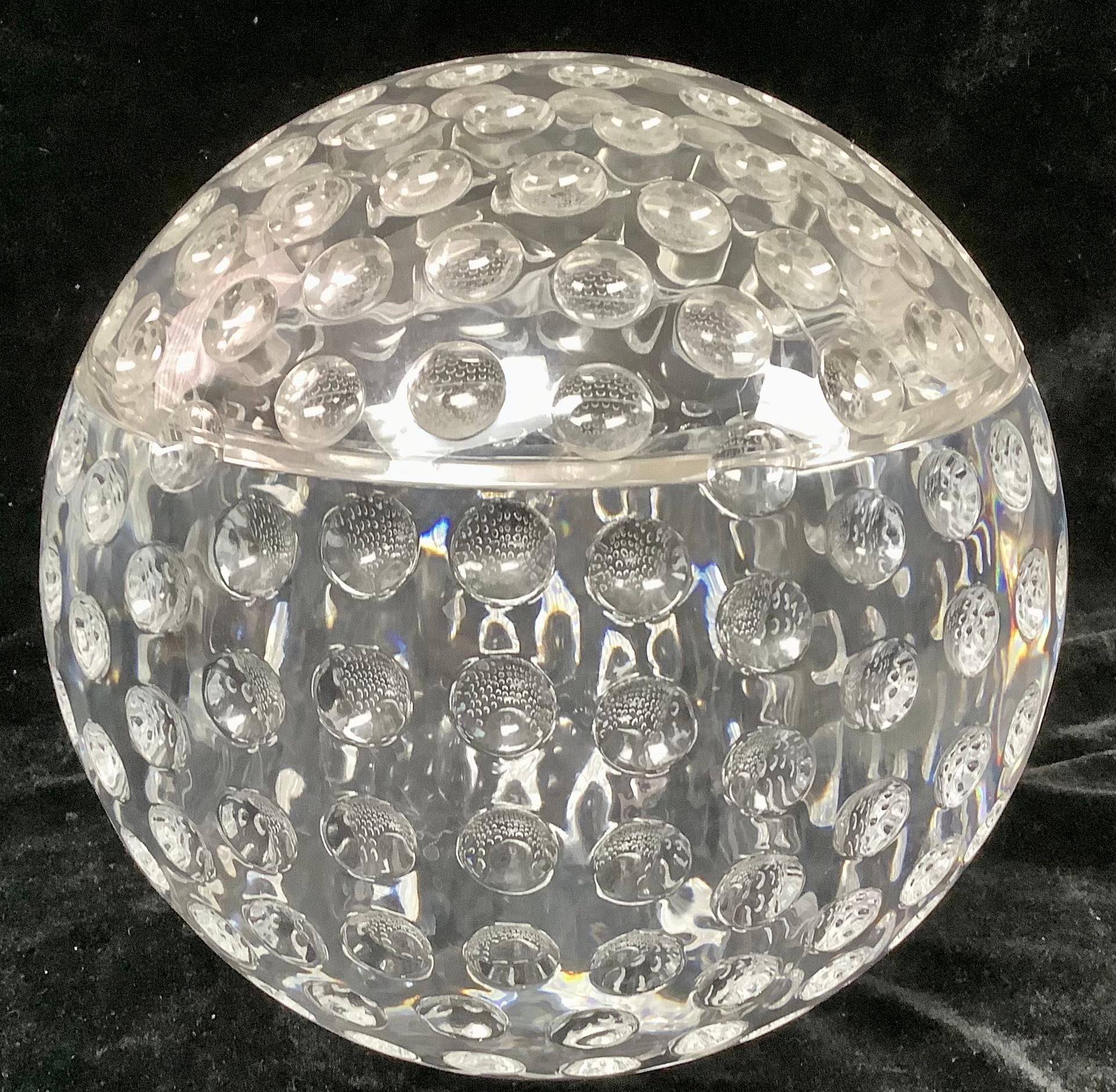 Spherical Lucite Ice Bucket Resembles a Large Golf Ball In Good Condition In Bradenton, FL