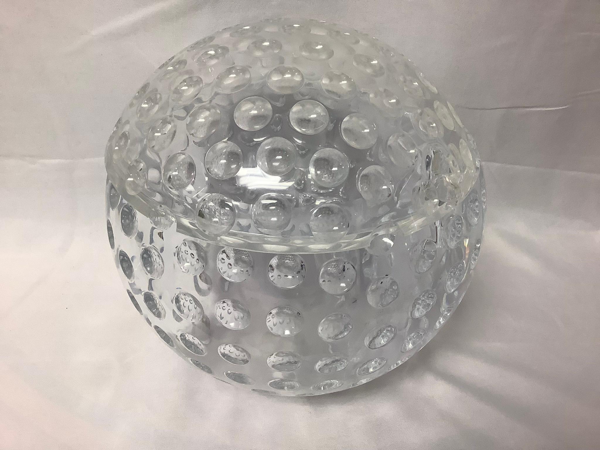 Spherical Lucite Ice Bucket Resembles a Large Golf Ball 1