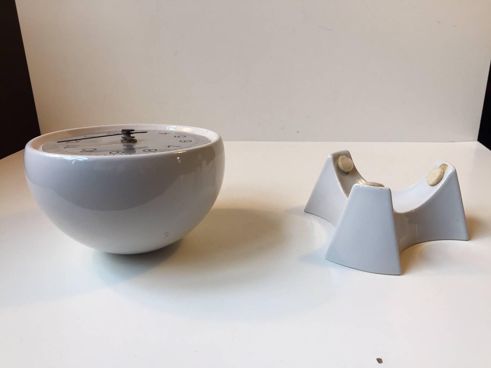Glazed Spherical Midcentury Danish Rotating Pottery Table Clock from Søholm, 1970s