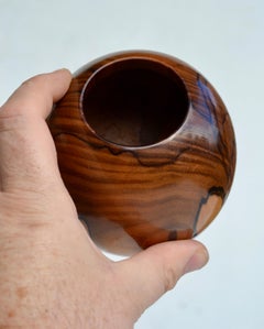 Spherical Monoxyle Vase in Moutouchi Wood – Organic French Design, circa 1970