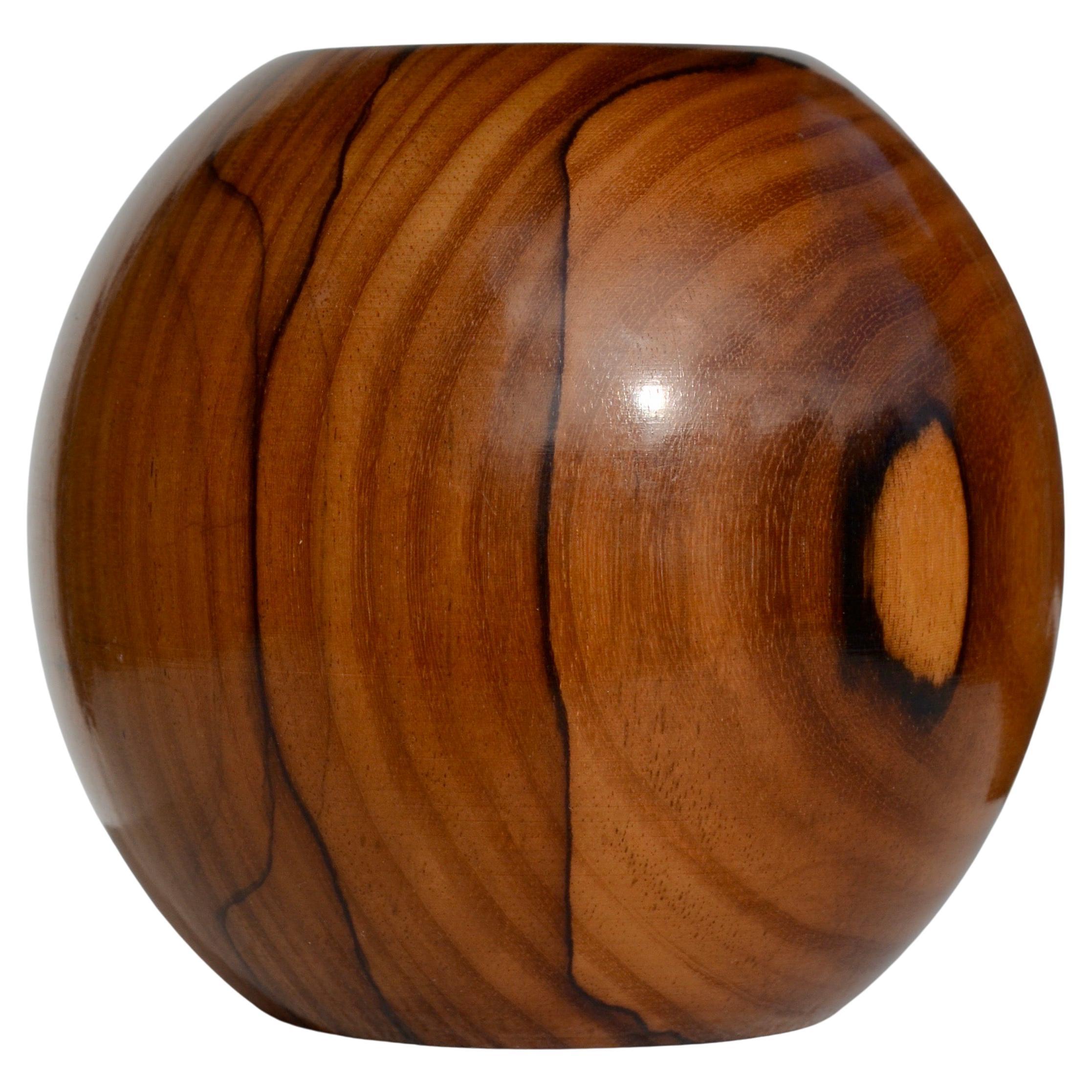 Spherical Monoxyle Vase in Moutouchi Wood – Organic French Design, circa 1970