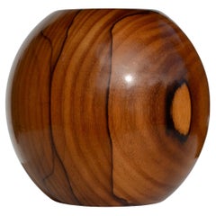 Spherical Monoxyle Vase in Moutouchi Wood – Organic French Design, circa 1970