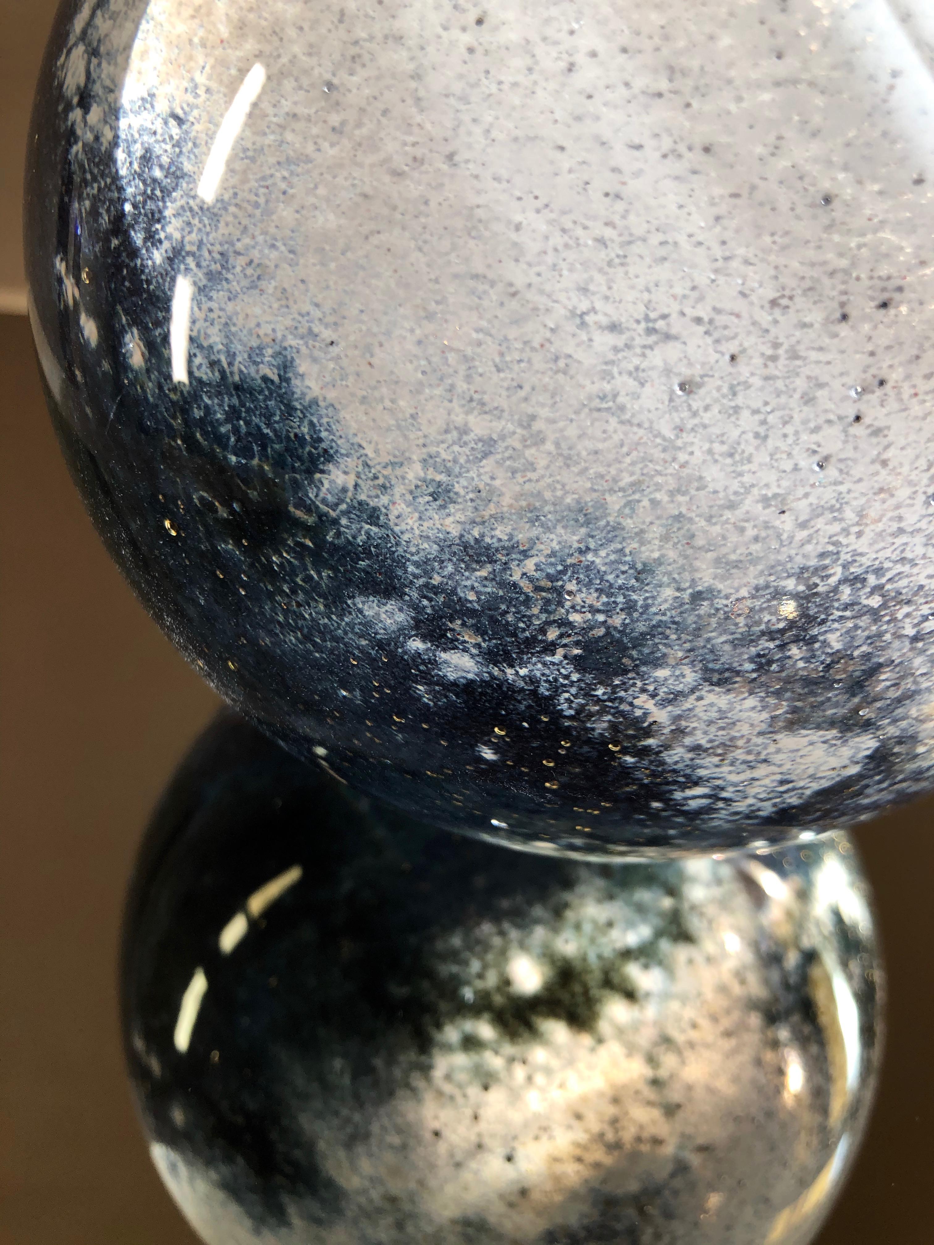 'Arctica' Spherical Mouth-Blown Glass Vase in White, Blue and Golden Clusters In New Condition For Sale In Riga, LV