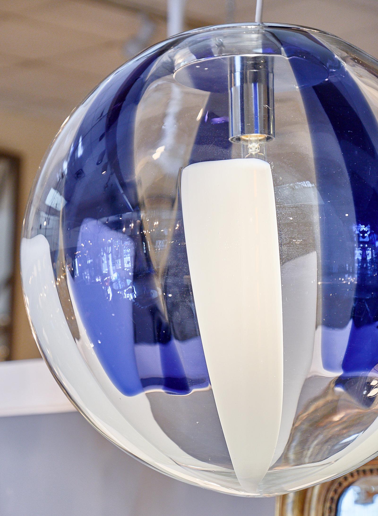 Modern Spherical Murano Glass Cobalt Chandelier