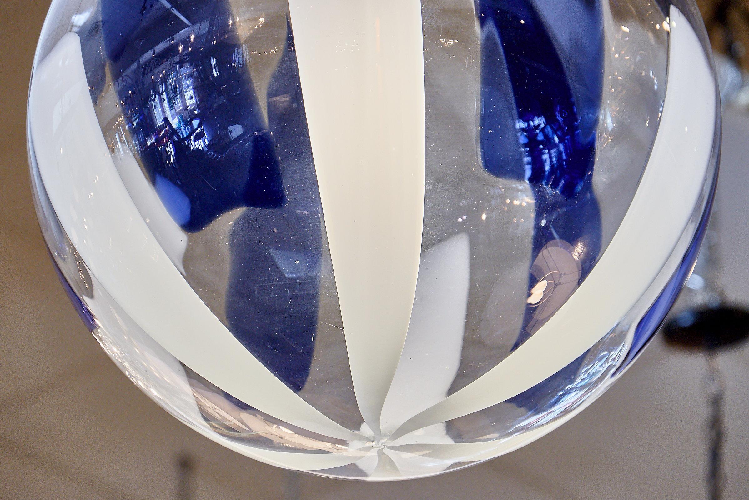 Spherical Murano Glass Cobalt Chandelier In Excellent Condition In Austin, TX