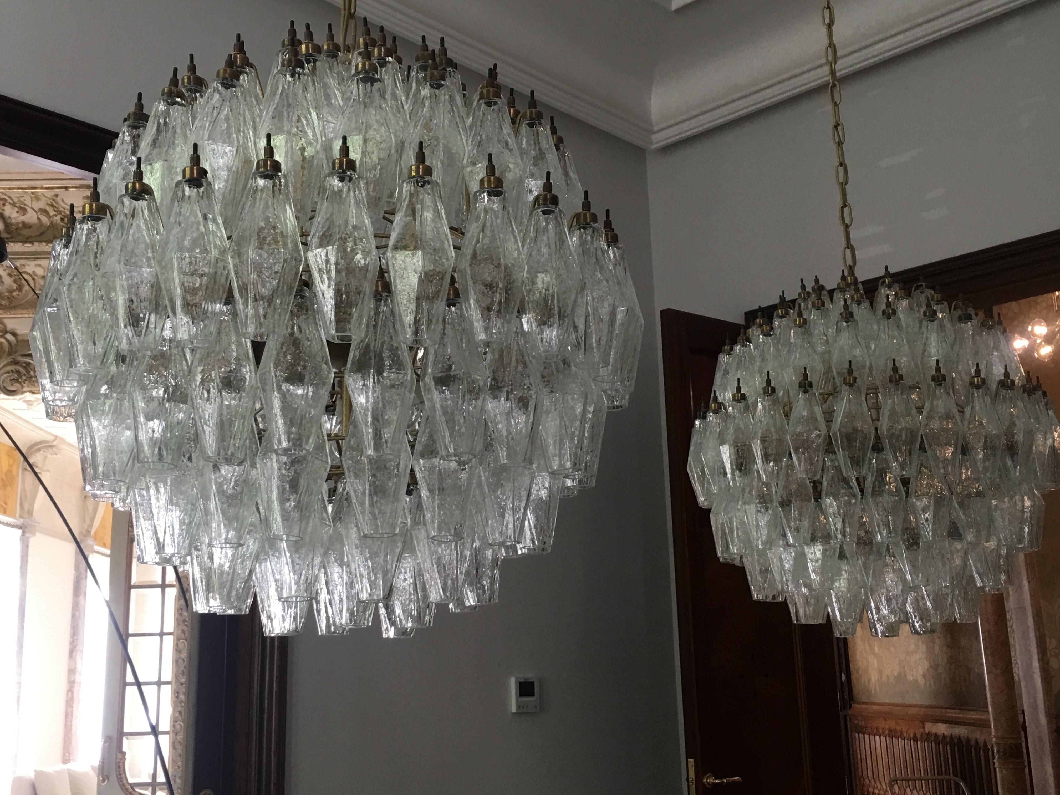 Spectacular Murano 140 Poliedri Chandeliers, Carlo Scarpa Style, Murano 8