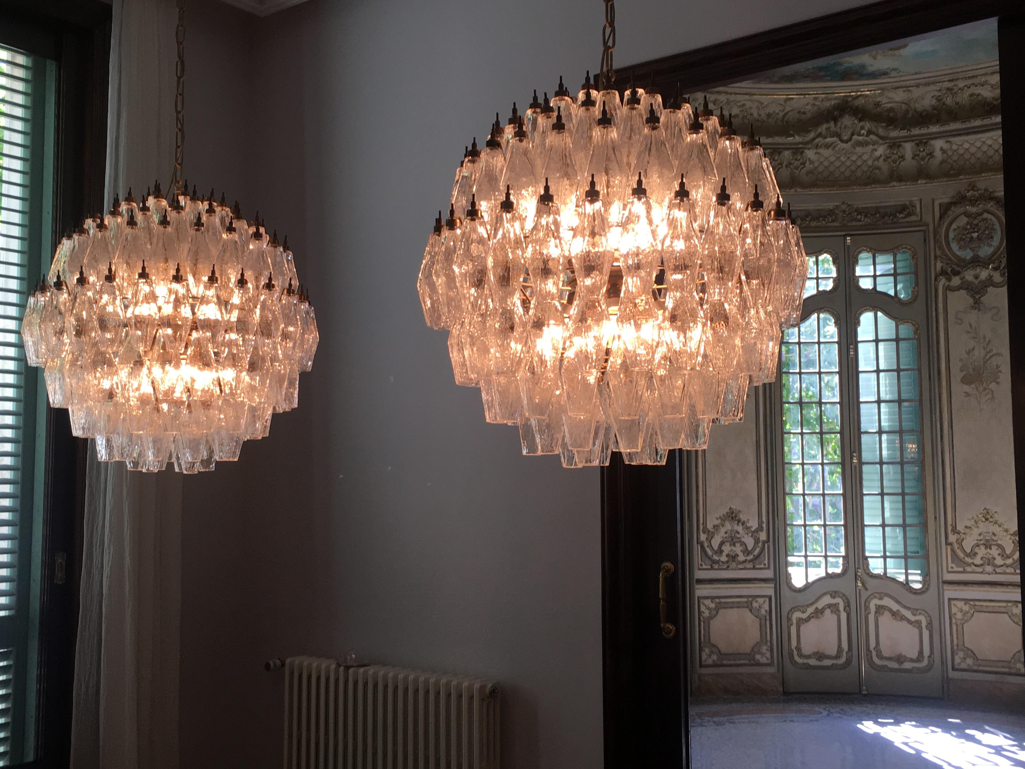 Spectacular Murano 140 Poliedri Chandeliers, Carlo Scarpa Style, Murano 11