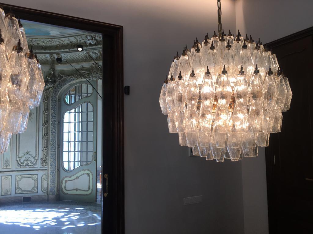 Italian Spherical Murano Poliedri Chandeliers Carlo Scarpa Style, Murano