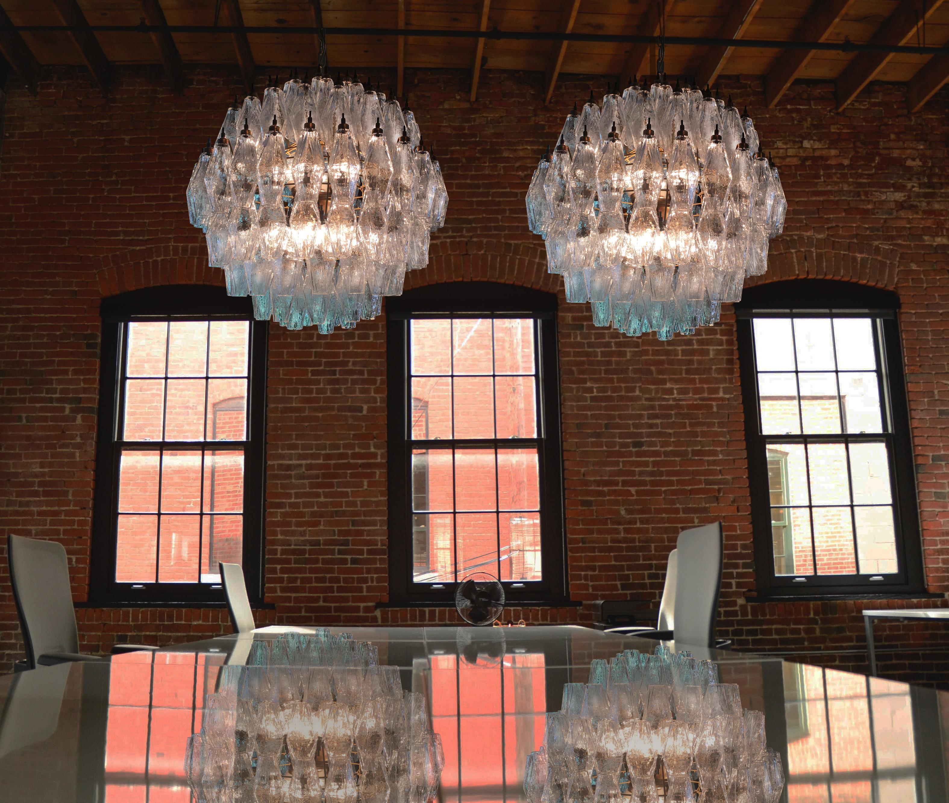 Spherical Murano Poliedri Chandeliers Carlo Scarpa Style, Murano In Excellent Condition In Budapest, HU