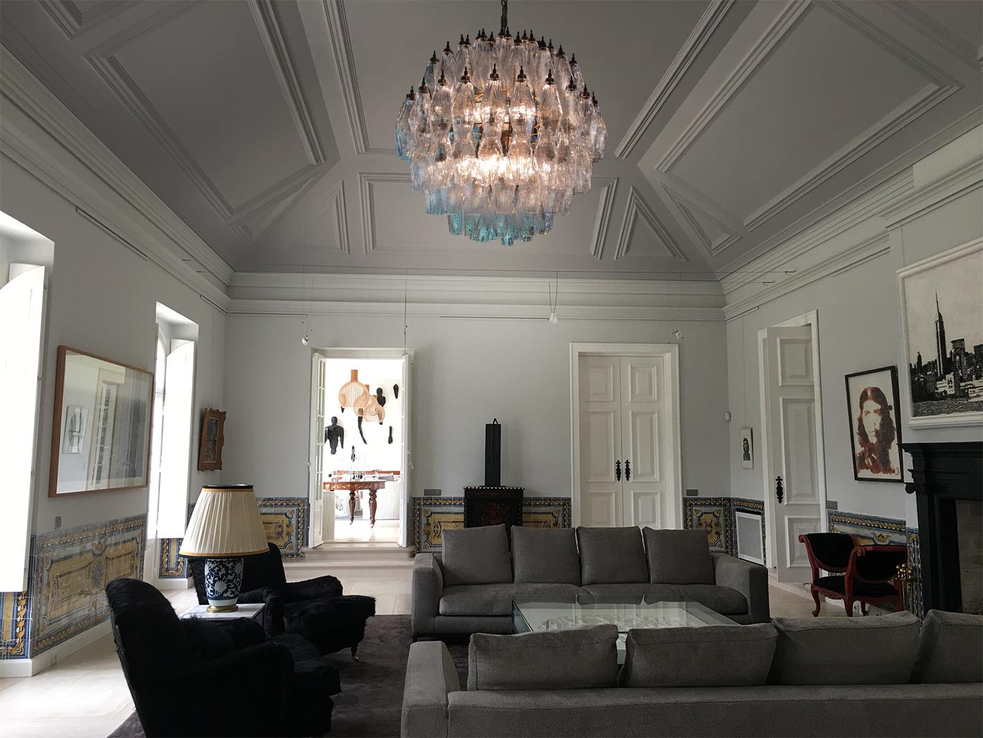 Metal Spherical Murano Poliedri Chandeliers Carlo Scarpa Style, Murano