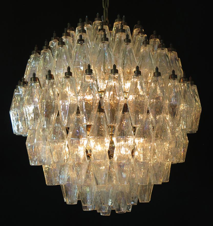Spherical Poliedri Candelier, 140 Iridescent Glass, Carlo Scarpa Style, Murano 5