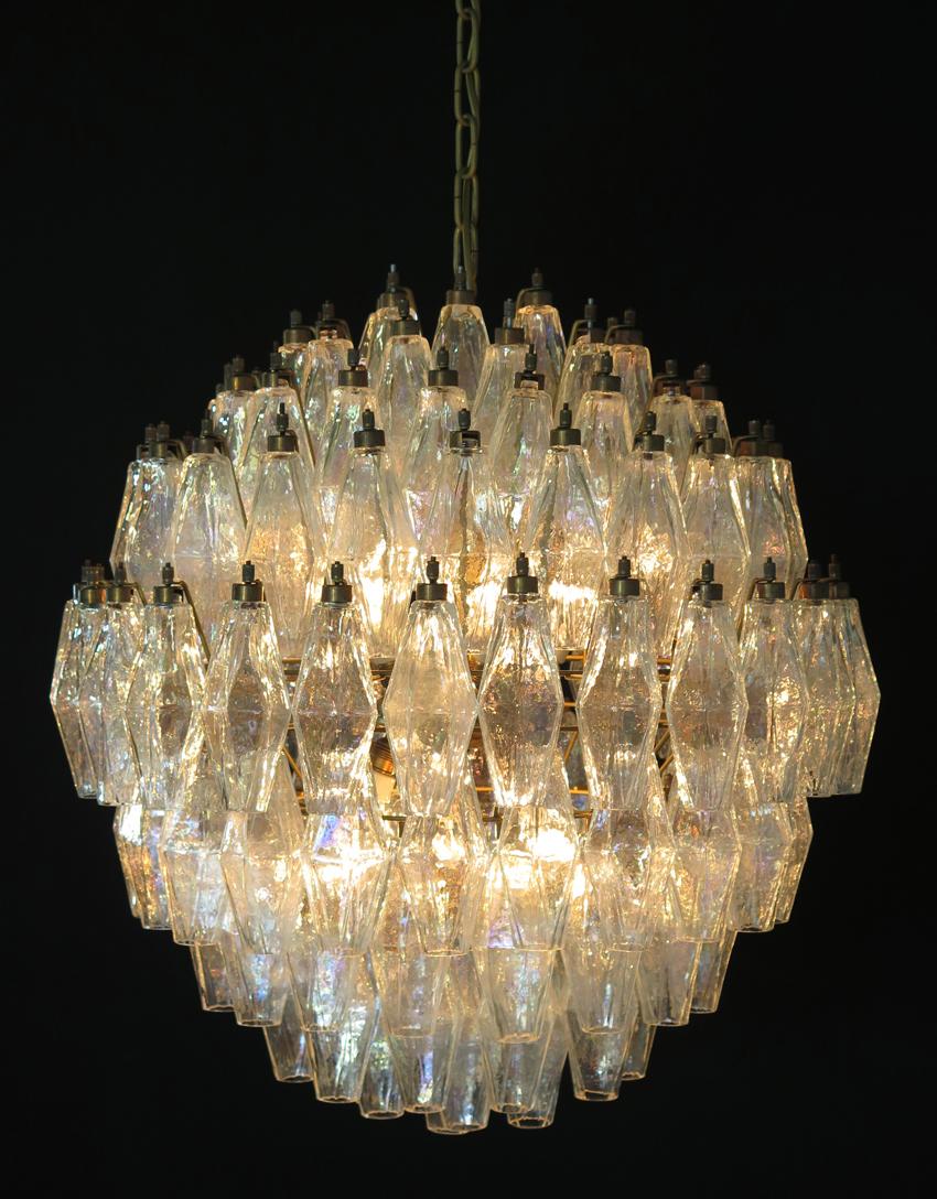 Spherical Poliedri Candelier, 140 Iridescent Glass, Carlo Scarpa Style, Murano 4