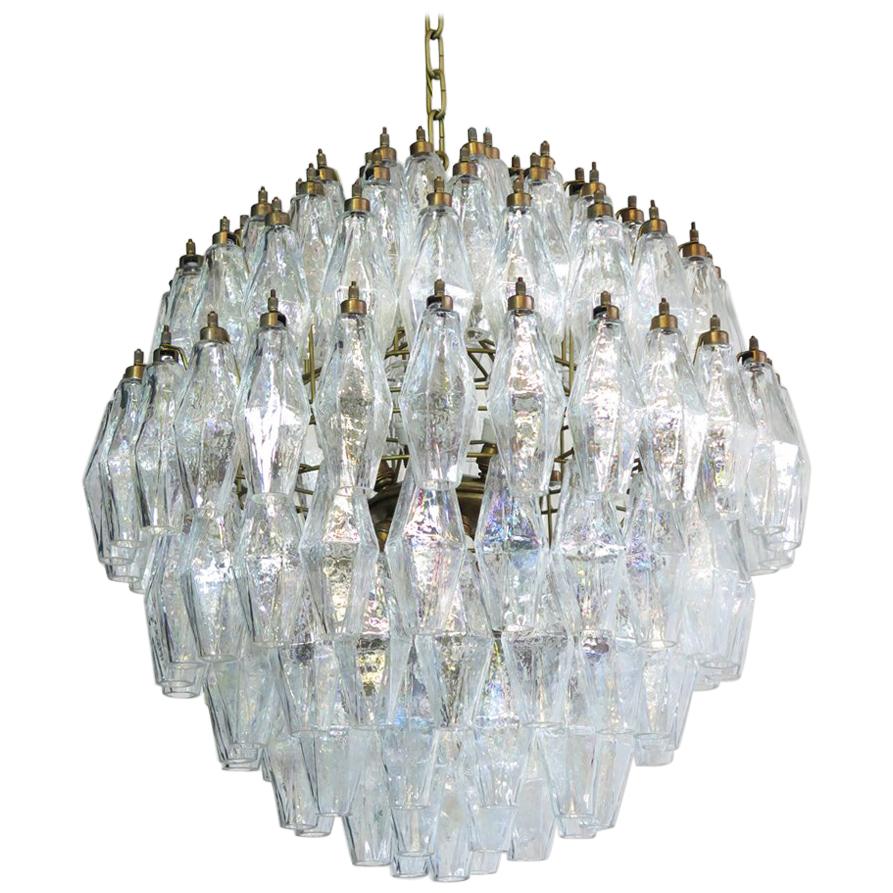 Spherical Poliedri Candelier, 140 Iridescent Glass, Carlo Scarpa Style, Murano