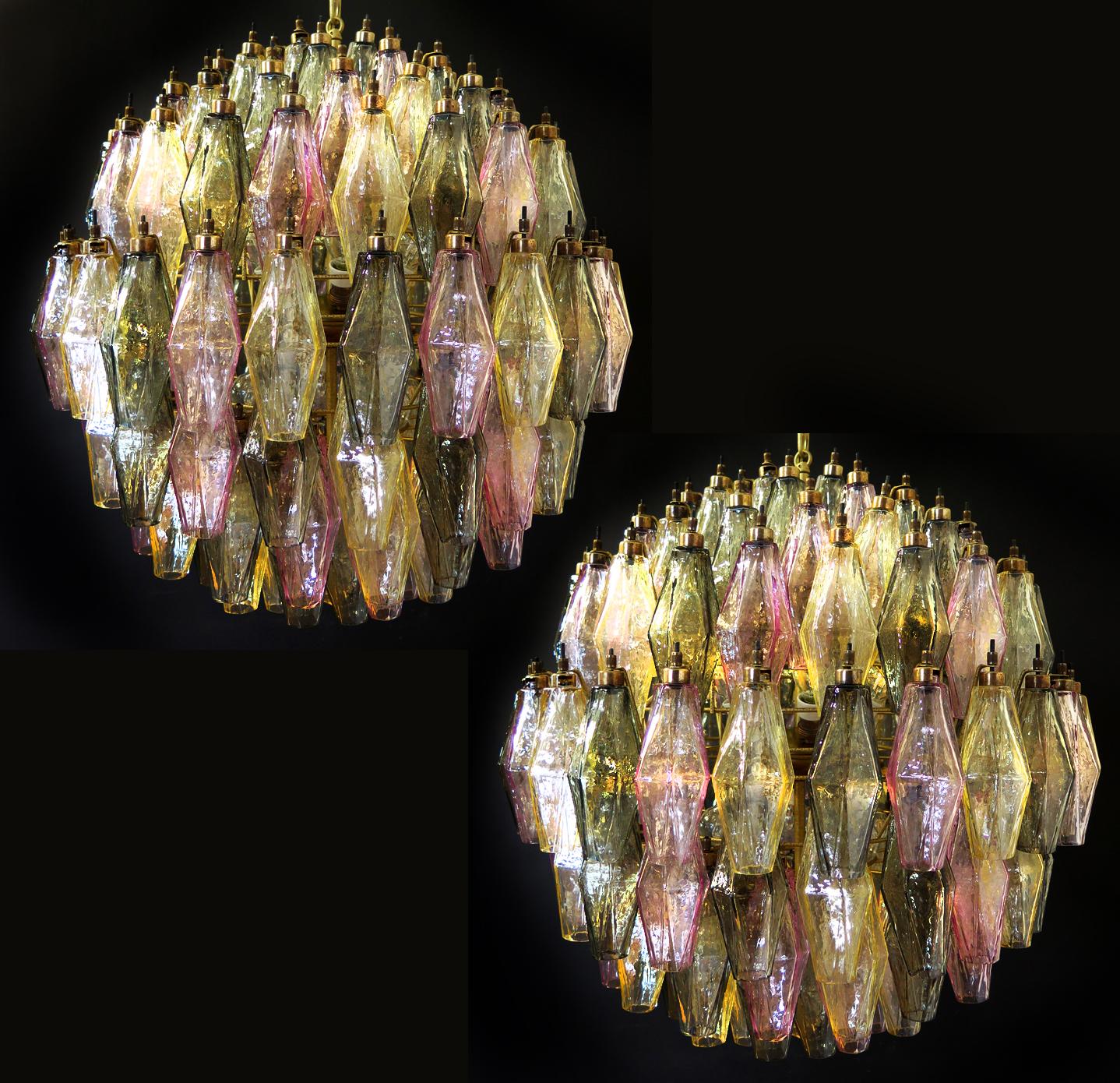 Spherical Poliedri Candelier, 140 Multicolored Glass, Carlo Scarpa Style, Murano 5