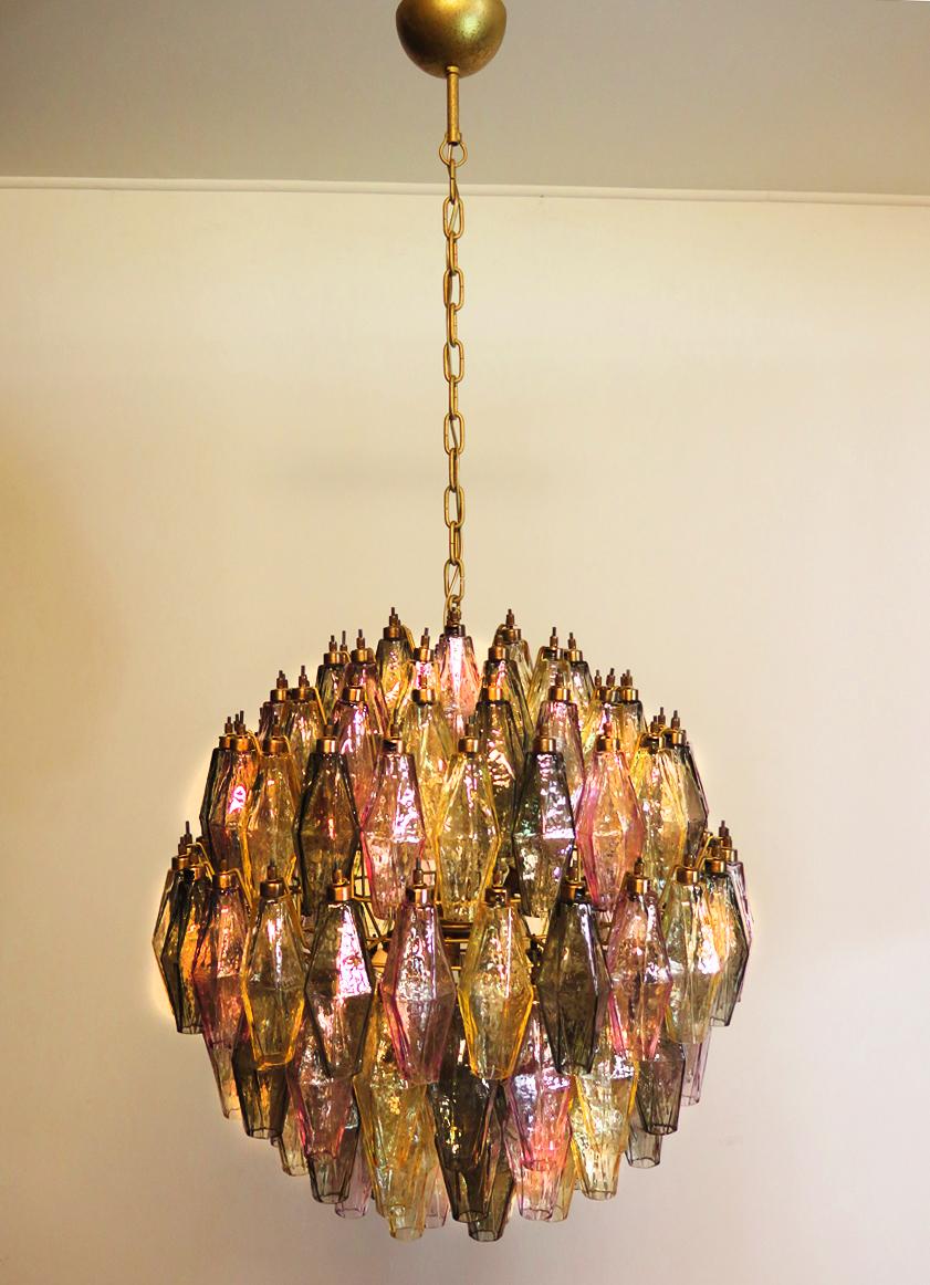 Spherical Poliedri Candelier, 140 Multicolored Glass, Carlo Scarpa Style, Murano 1