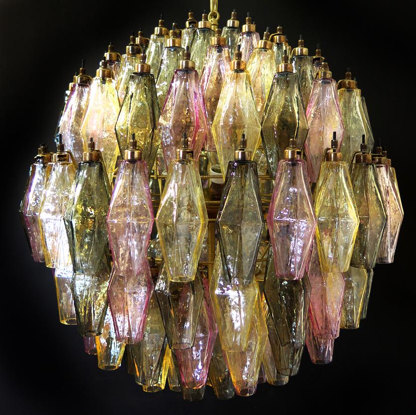 Spherical Poliedri Candelier, 140 Multicolored Glass, Carlo Scarpa Style, Murano 2
