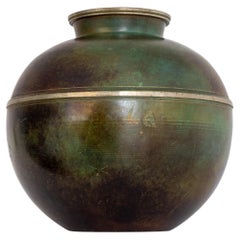 Spherical Scandinavian Modern Bronze and Brass Vase by GAB, 1940s, Sweden